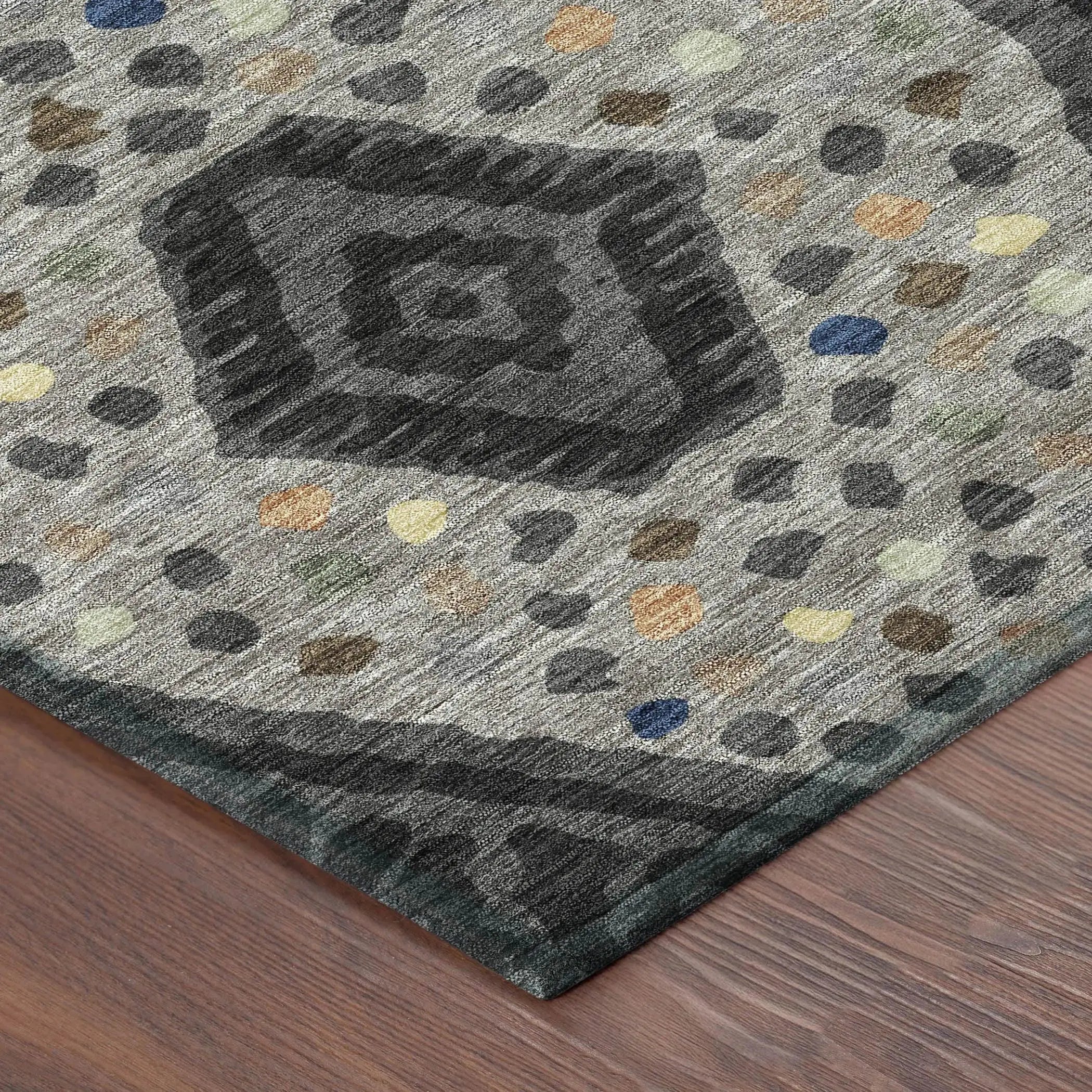 8' Charcoal And Gray Round Tribal Washable Indoor Outdoor Area Rug Homeroots Outdoor