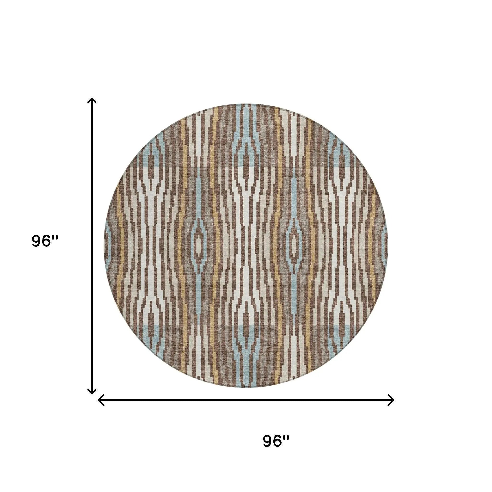 8' Chocolate And Aqua Round Abstract Washable Indoor Outdoor Area Rug Homeroots Outdoor