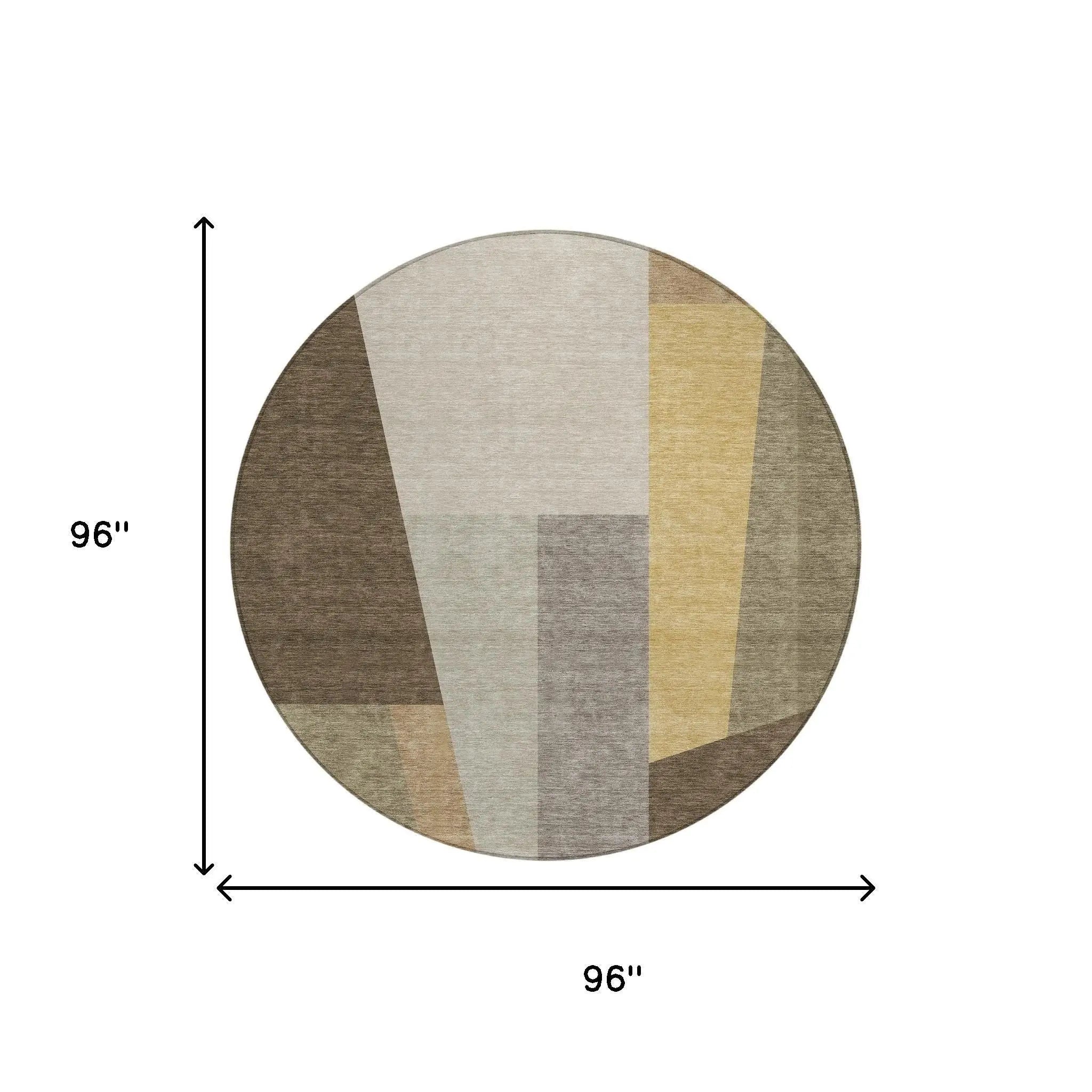 8' Chocolate And Beige Round Geometric Washable Indoor Outdoor Area Rug Homeroots Outdoor