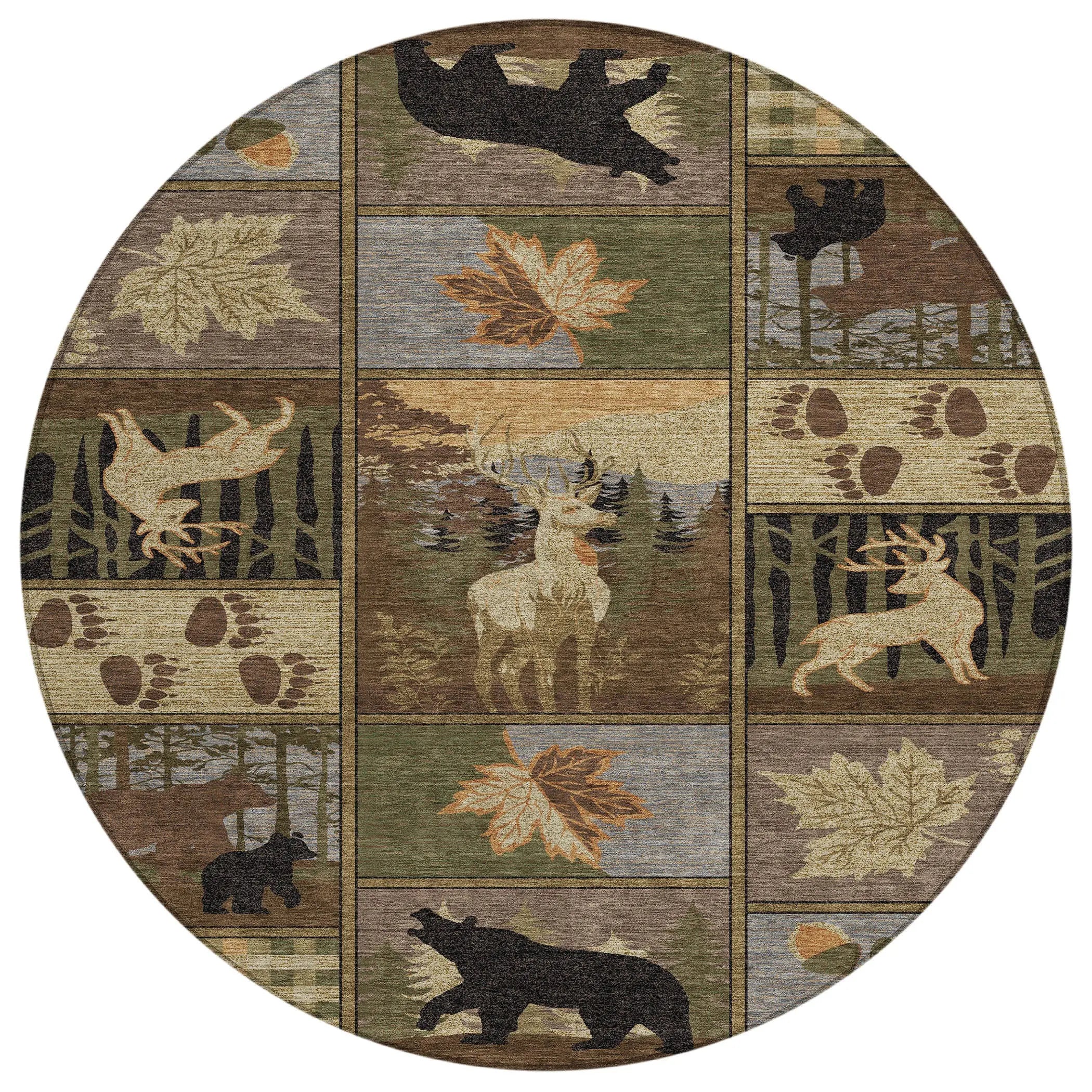 8' Chocolate And Black Round Bear Washable Indoor Outdoor Area Rug Homeroots Outdoor