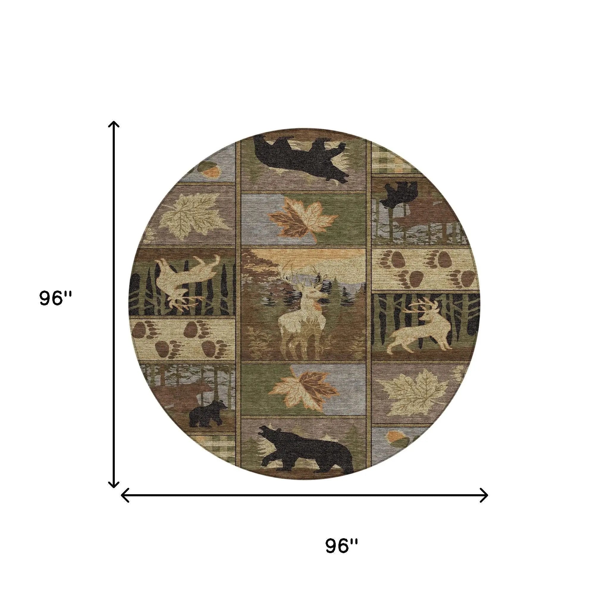 8' Chocolate And Black Round Bear Washable Indoor Outdoor Area Rug Homeroots Outdoor