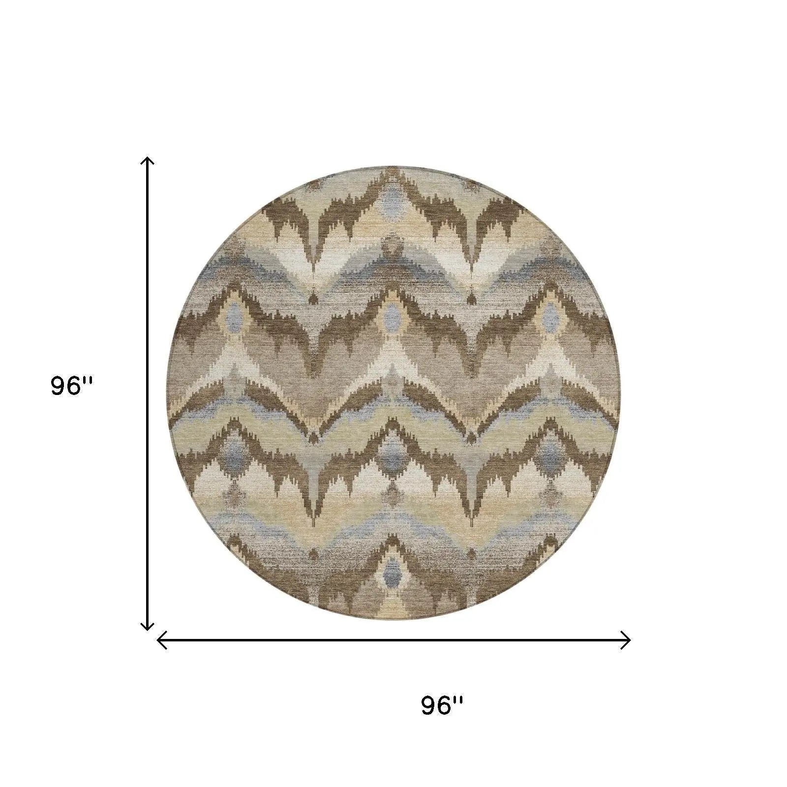 8' Chocolate And Brown Round Abstract Washable Indoor Outdoor Area Rug Homeroots Outdoor