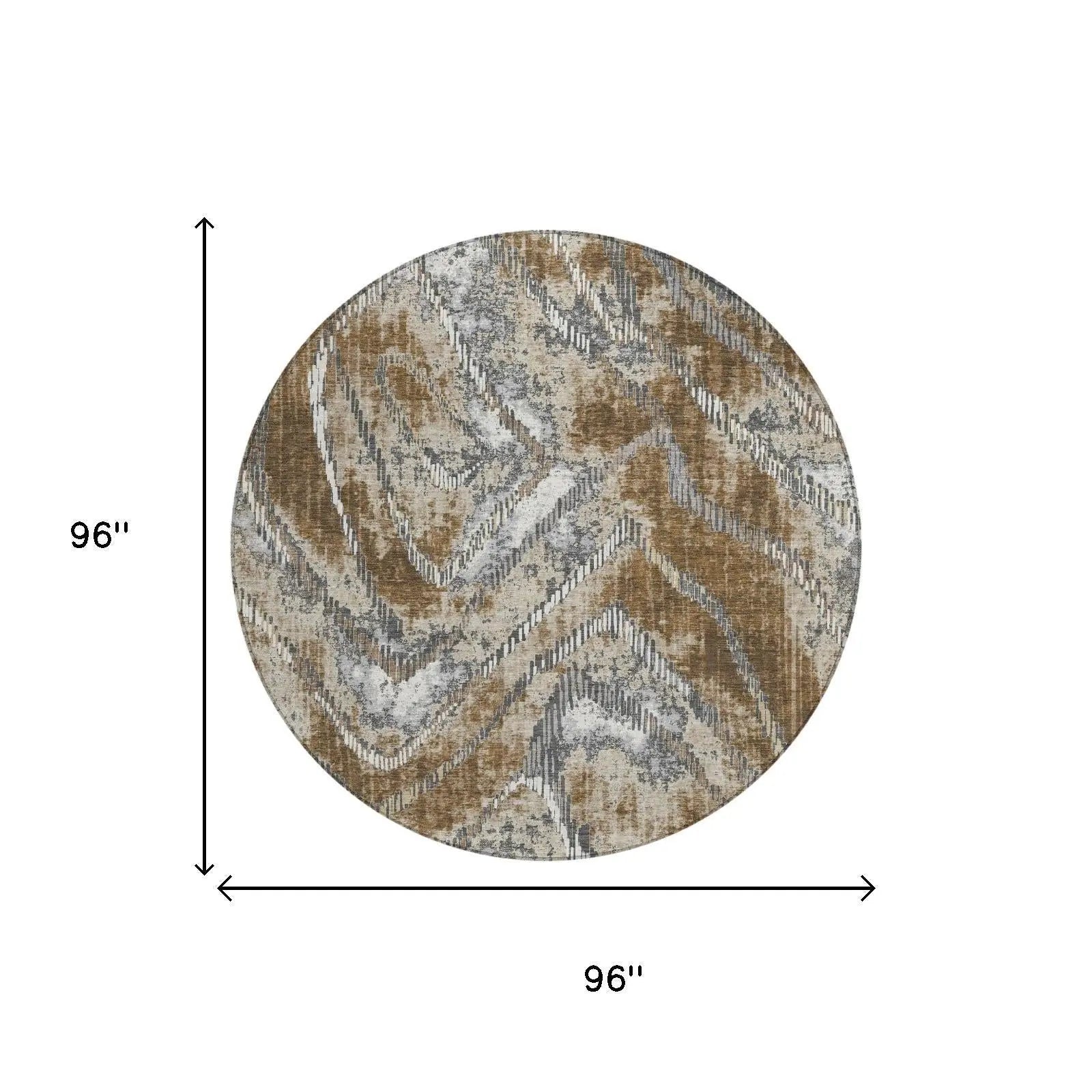8' Chocolate And Brown Round Abstract Washable Indoor Outdoor Area Rug Homeroots Outdoor