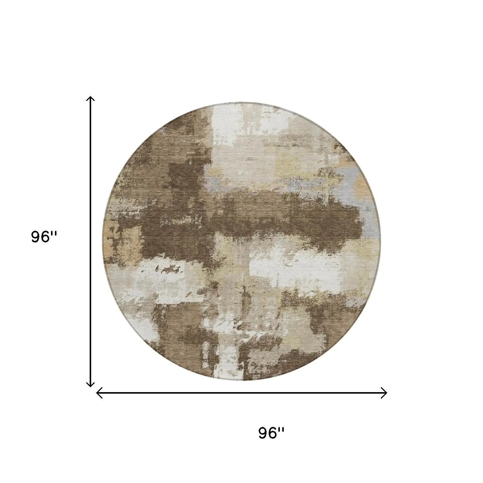 8' Chocolate And Brown Round Abstract Washable Indoor Outdoor Area Rug Homeroots Outdoor