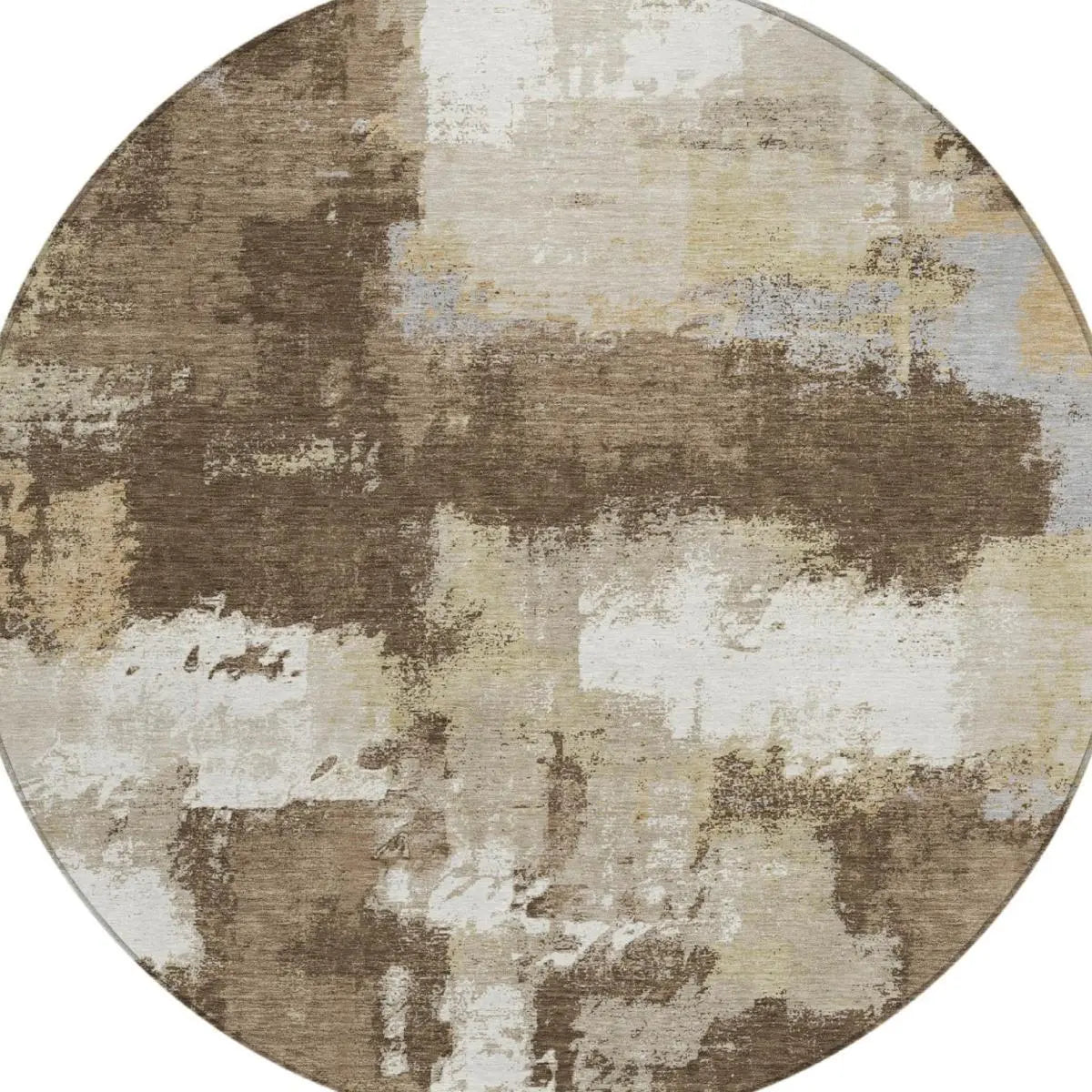 8' Chocolate And Brown Round Abstract Washable Indoor Outdoor Area Rug Homeroots Outdoor
