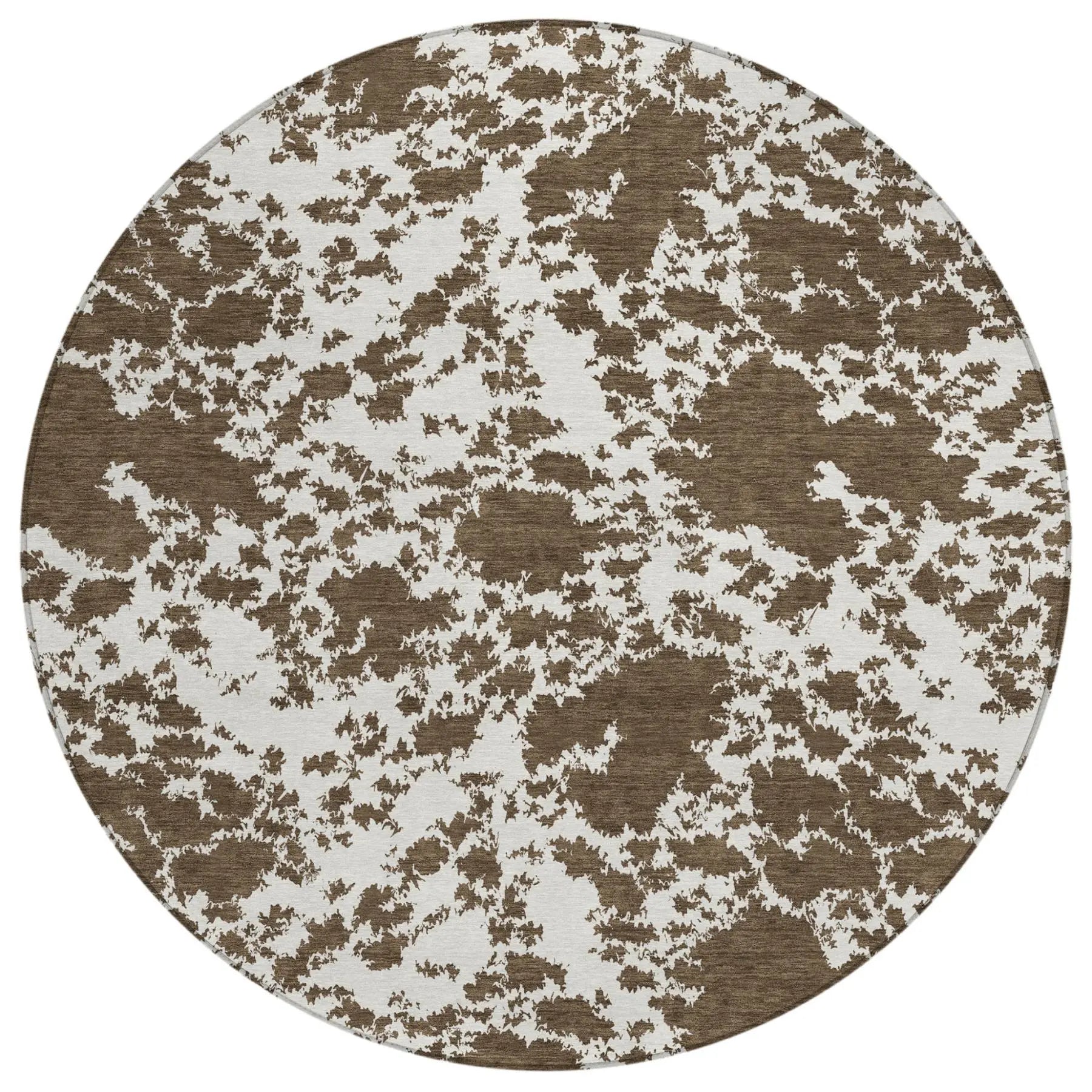 8' Chocolate And Brown Round Abstract Washable Indoor Outdoor Area Rug Homeroots Outdoor