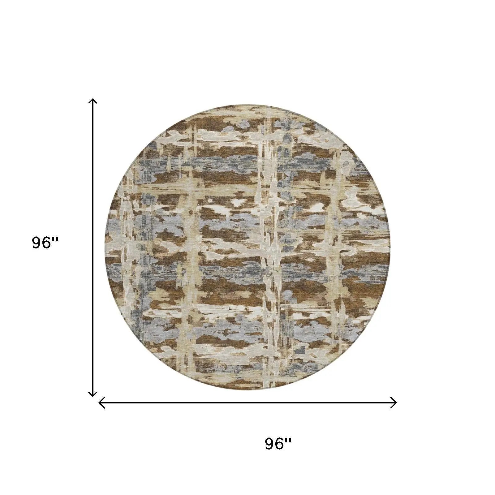 8' Chocolate And Brown Round Abstract Washable Indoor Outdoor Area Rug Homeroots Outdoor