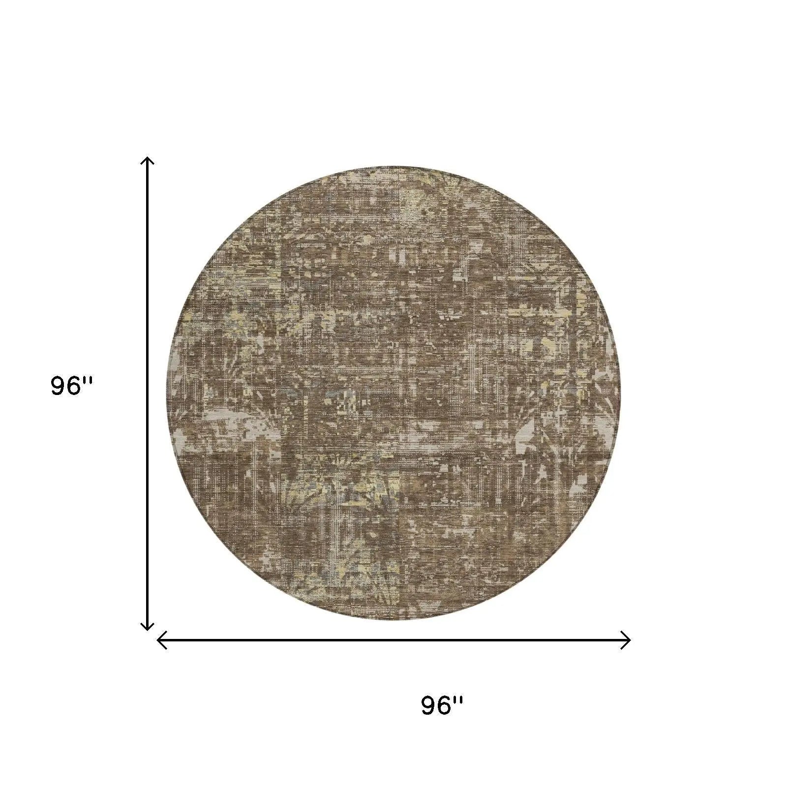 8' Chocolate And Brown Round Abstract Washable Indoor Outdoor Area Rug Homeroots Outdoor
