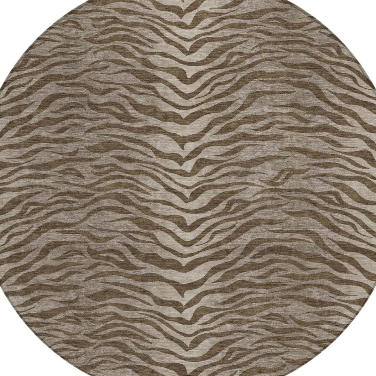 8' Chocolate And Brown Round Animal Print Washable Indoor Outdoor Area Rug Homeroots Outdoor