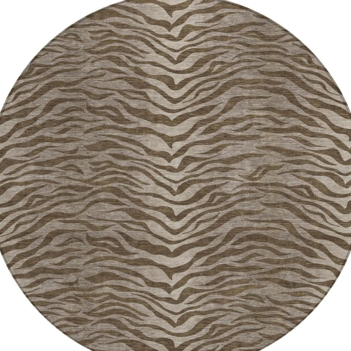 8' Chocolate And Brown Round Animal Print Washable Indoor Outdoor Area Rug Homeroots Outdoor
