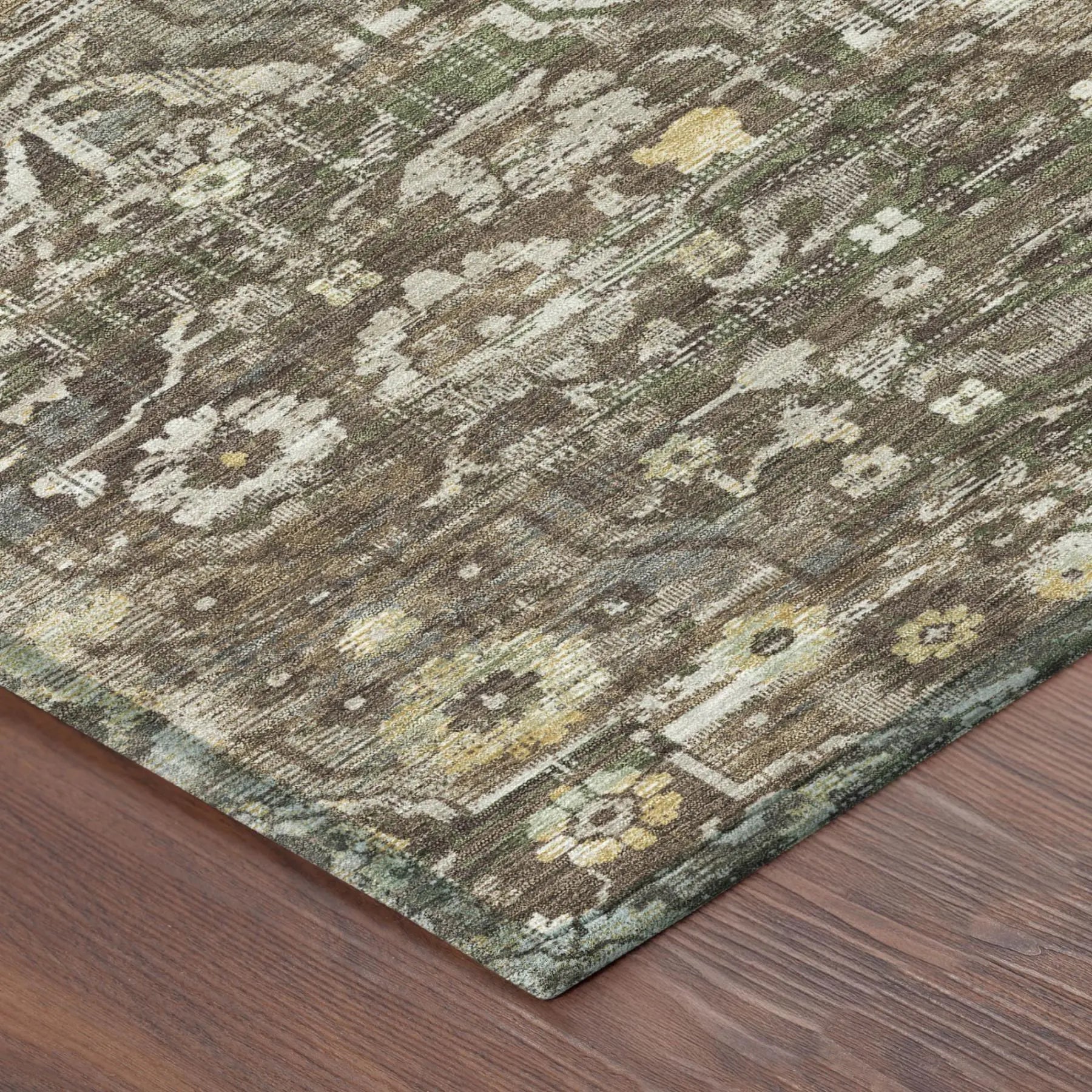 8' Chocolate And Brown Round Floral Medallion Washable Indoor Outdoor Area Rug Homeroots Outdoor
