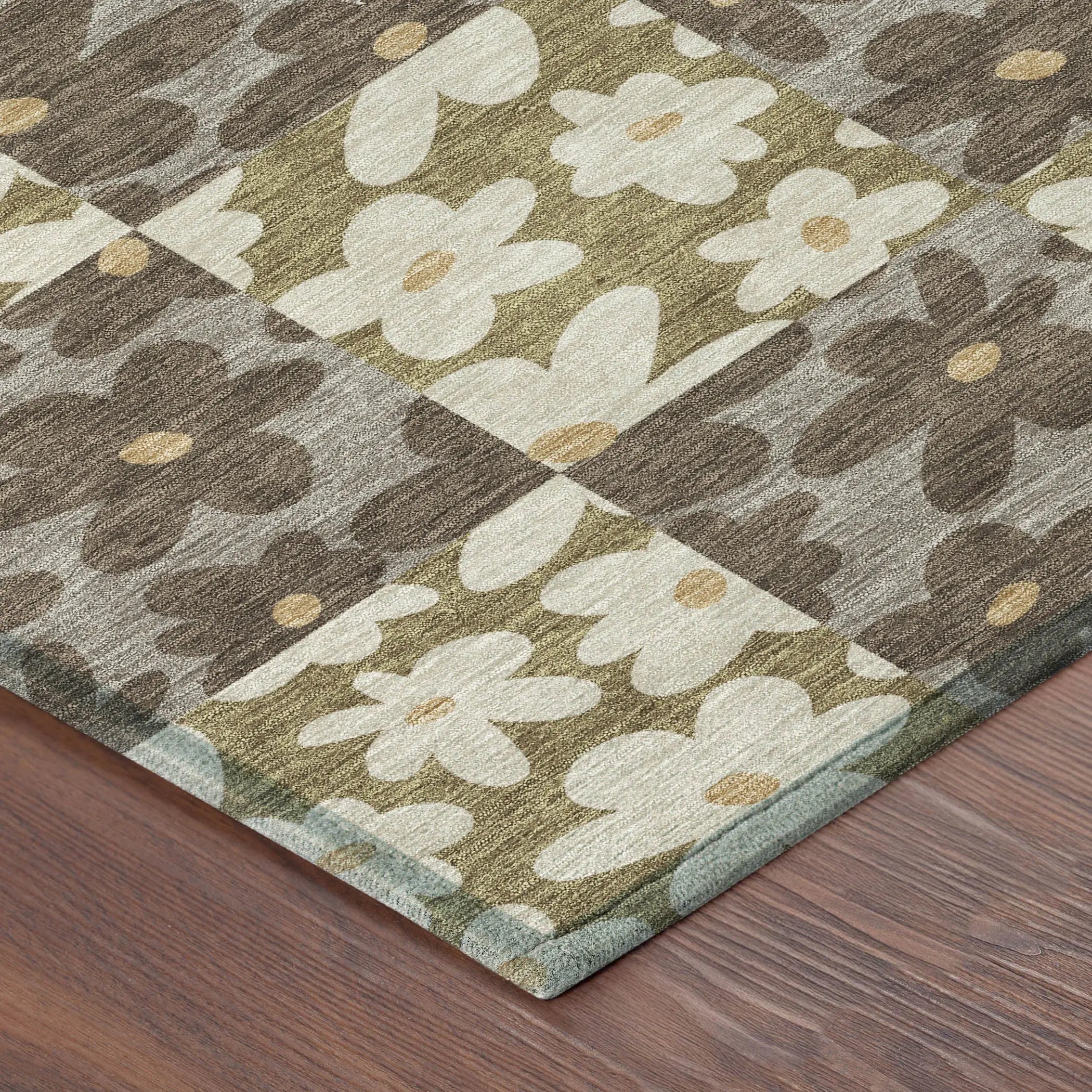 8' Chocolate And Brown Round Floral Washable Indoor Outdoor Area Rug Homeroots Outdoor
