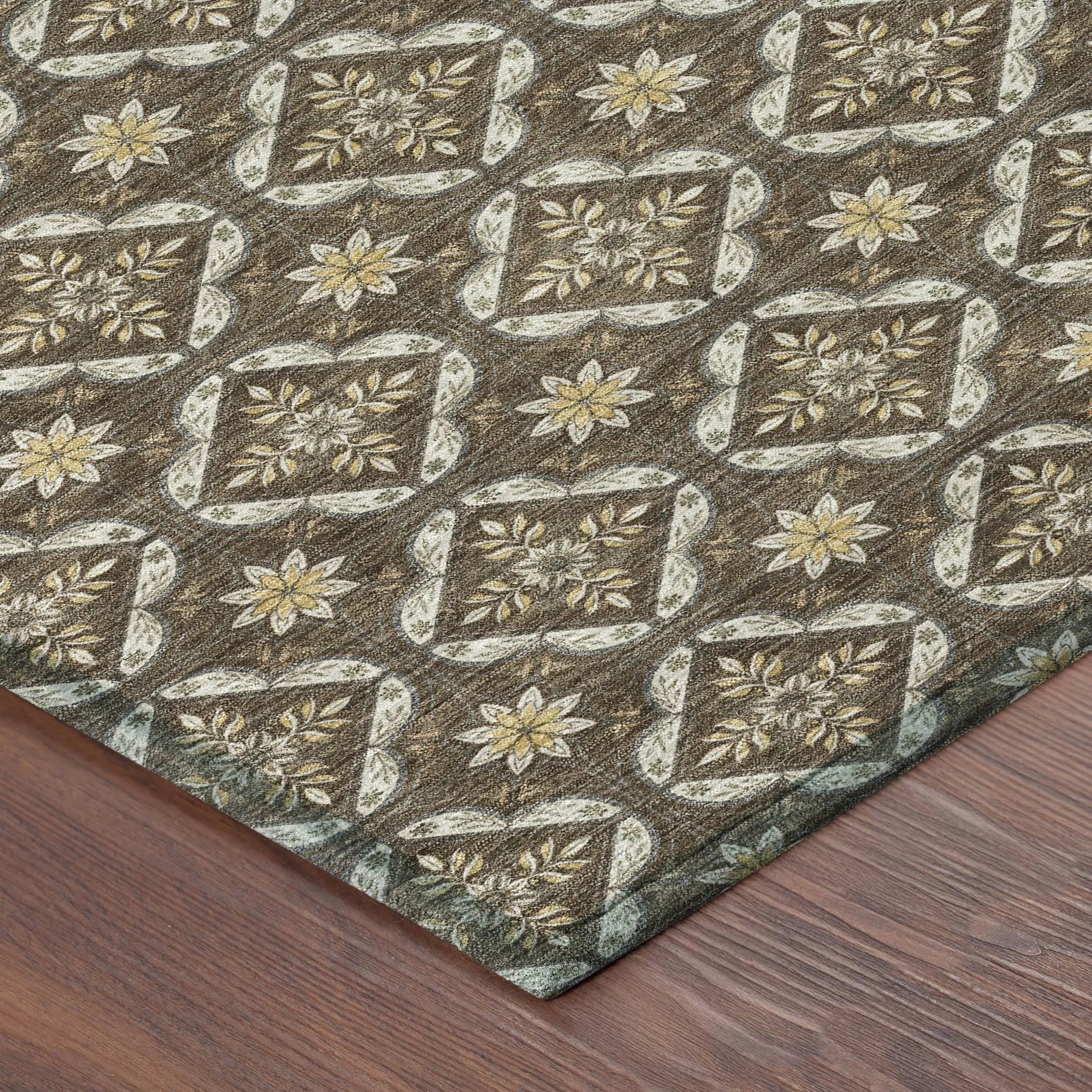 8' Chocolate And Brown Round Geometric Washable Indoor Outdoor Area Rug Homeroots Outdoor
