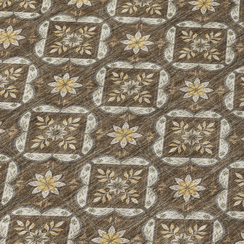 8' Chocolate And Brown Round Geometric Washable Indoor Outdoor Area Rug Homeroots Outdoor