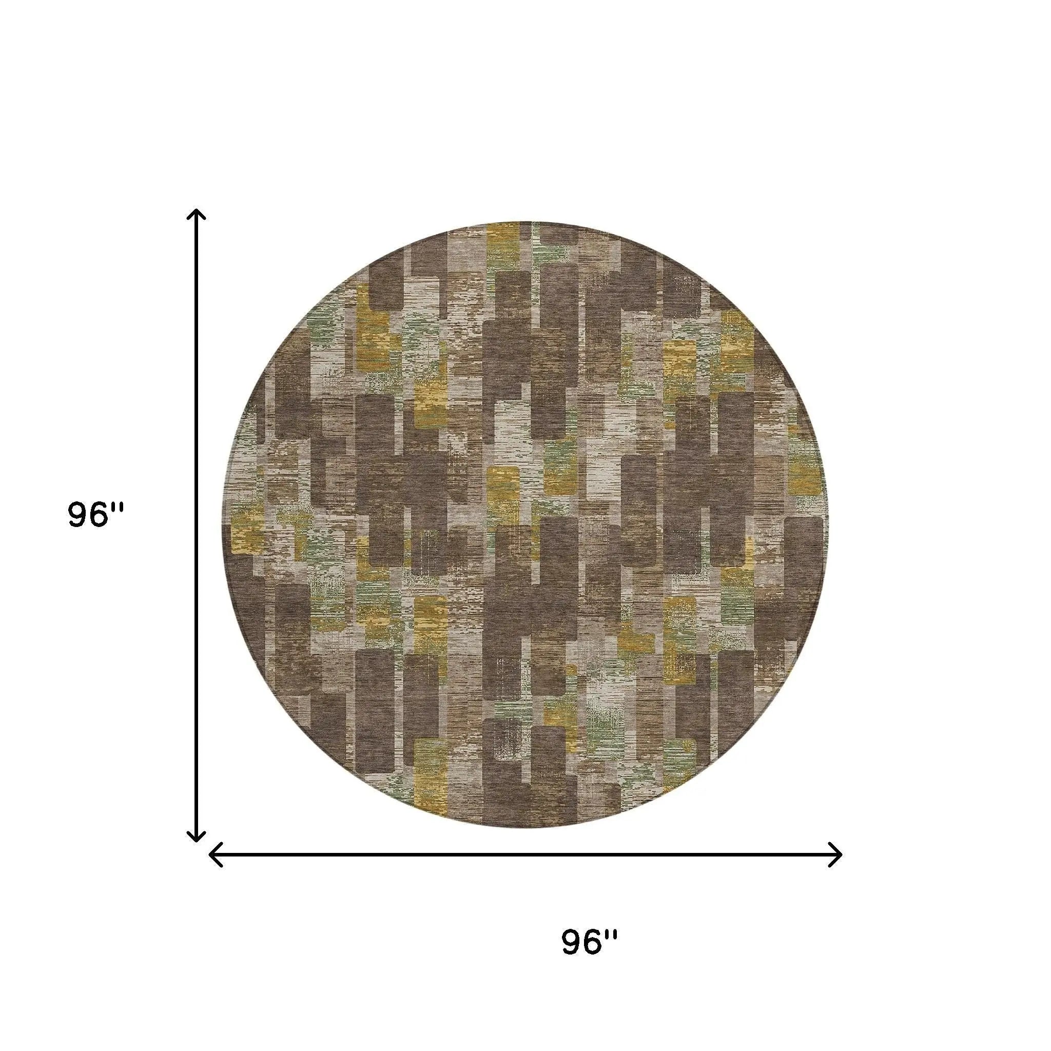 8' Chocolate And Brown Round Geometric Washable Indoor Outdoor Area Rug Homeroots Outdoor