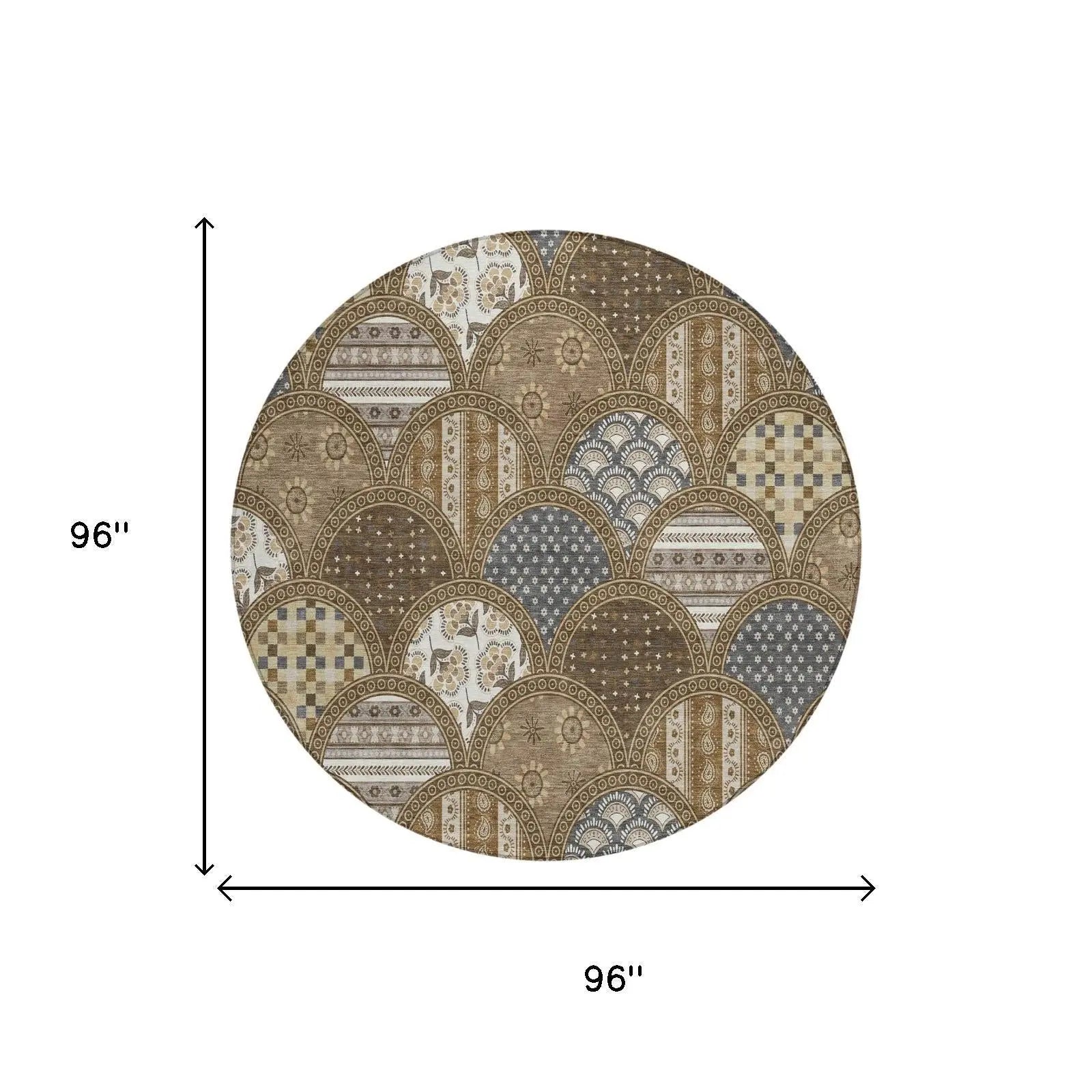 8' Chocolate And Brown Round Geometric Washable Indoor Outdoor Area Rug Homeroots Outdoor