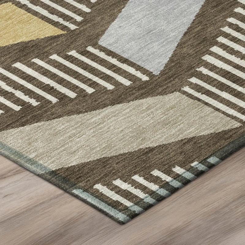 8' Chocolate And Brown Round Geometric Washable Indoor Outdoor Area Rug Homeroots Outdoor