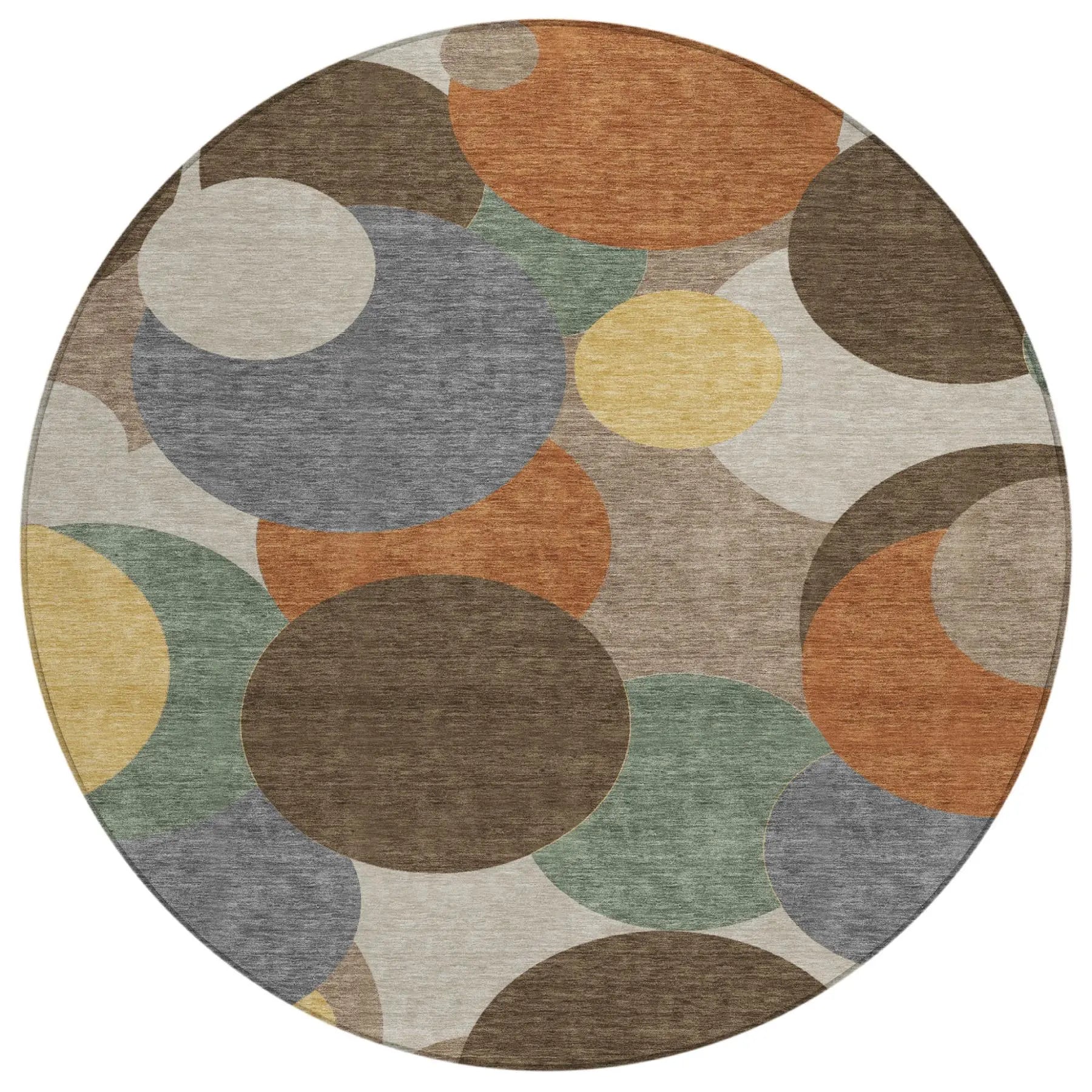 8' Chocolate And Brown Round Geometric Washable Indoor Outdoor Area Rug Homeroots Outdoor