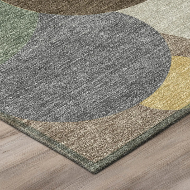 8' Chocolate And Brown Round Geometric Washable Indoor Outdoor Area Rug Homeroots Outdoor
