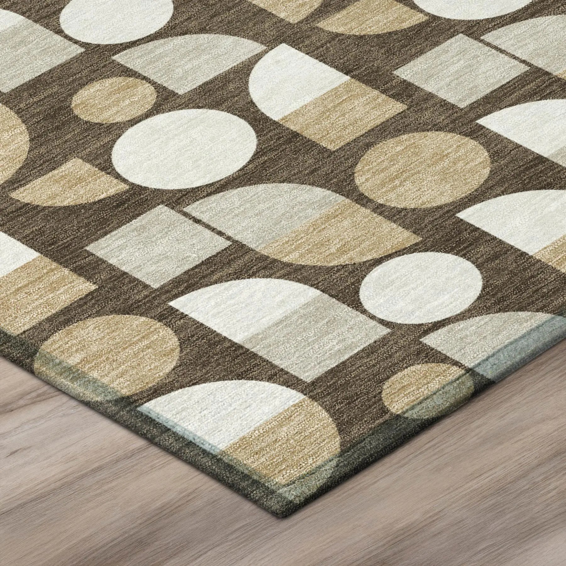 8' Chocolate And Brown Round Geometric Washable Indoor Outdoor Area Rug Homeroots Outdoor