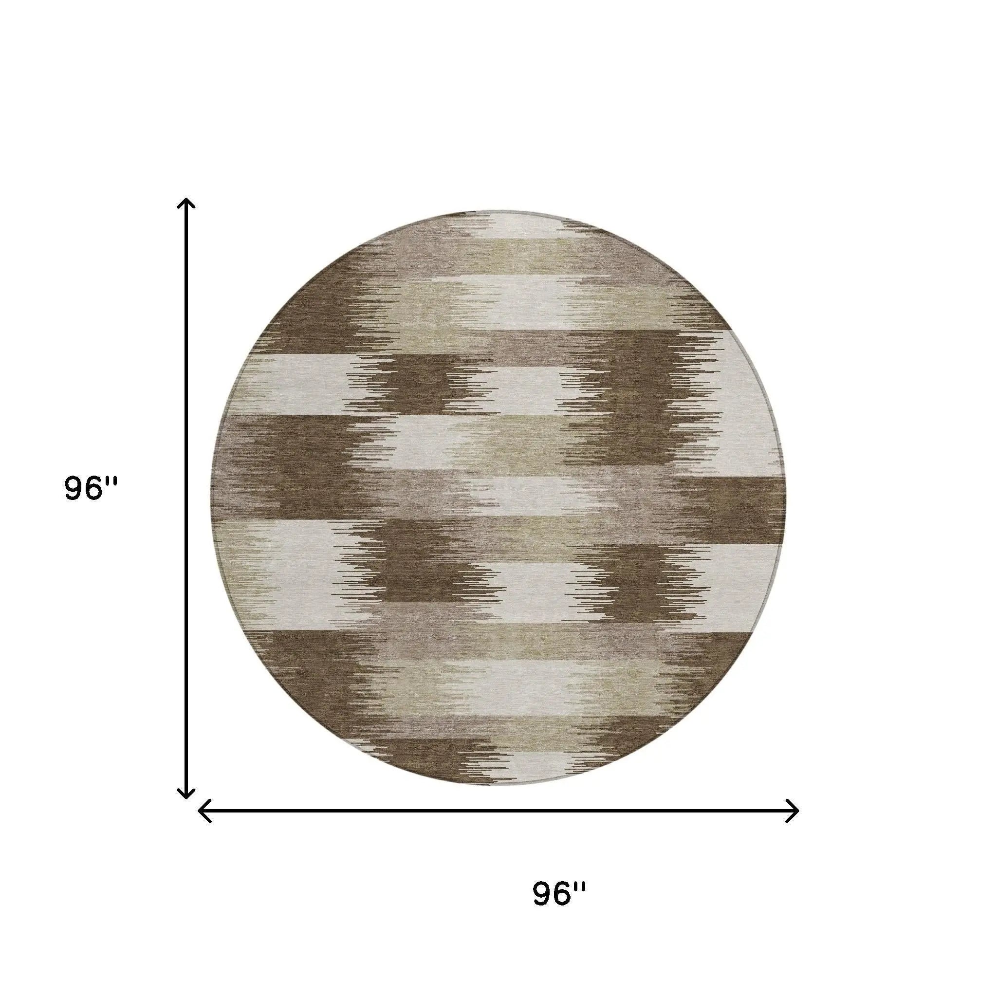 8' Chocolate And Brown Round Geometric Washable Indoor Outdoor Area Rug Homeroots Outdoor