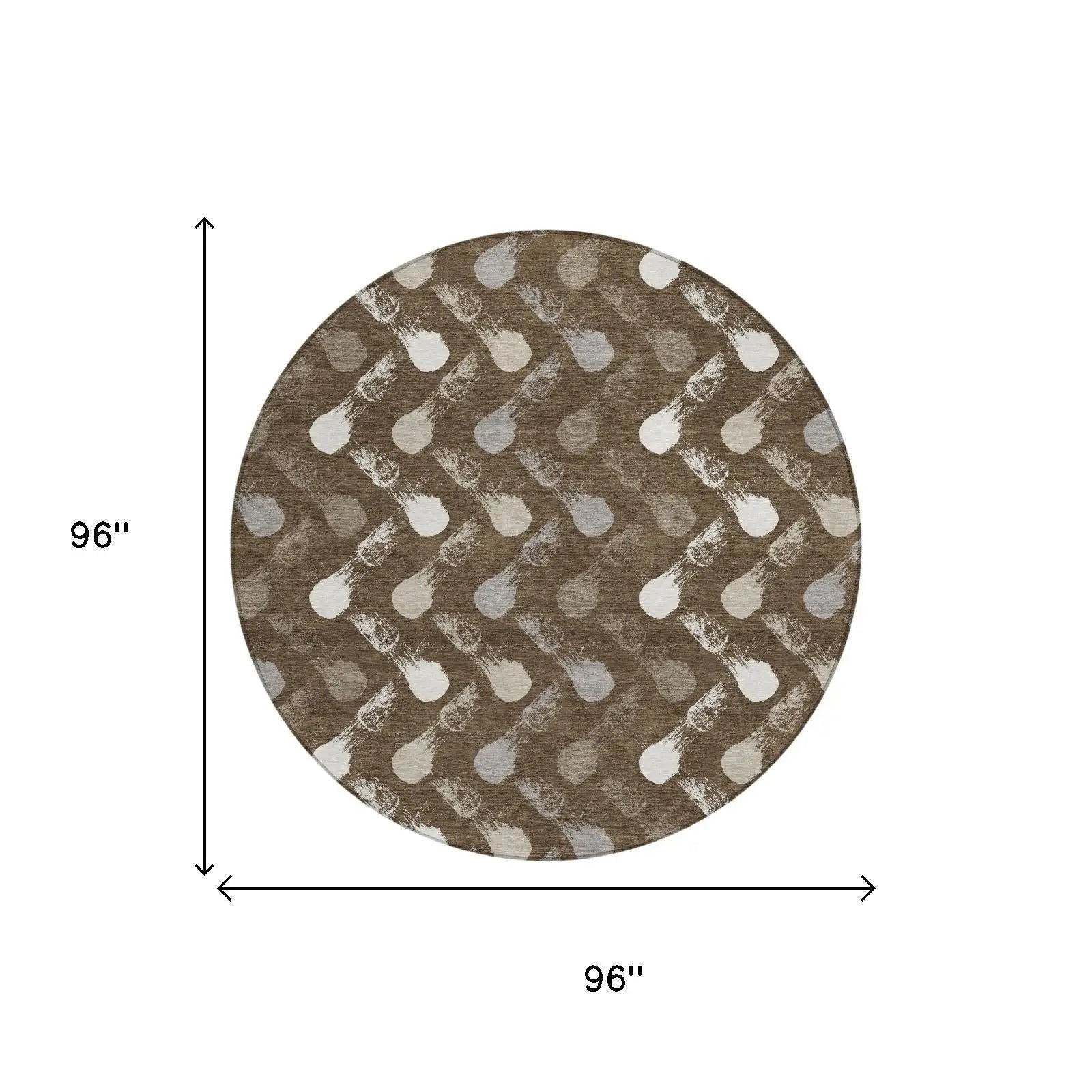 8' Chocolate And Brown Round Geometric Washable Indoor Outdoor Area Rug Homeroots Outdoor
