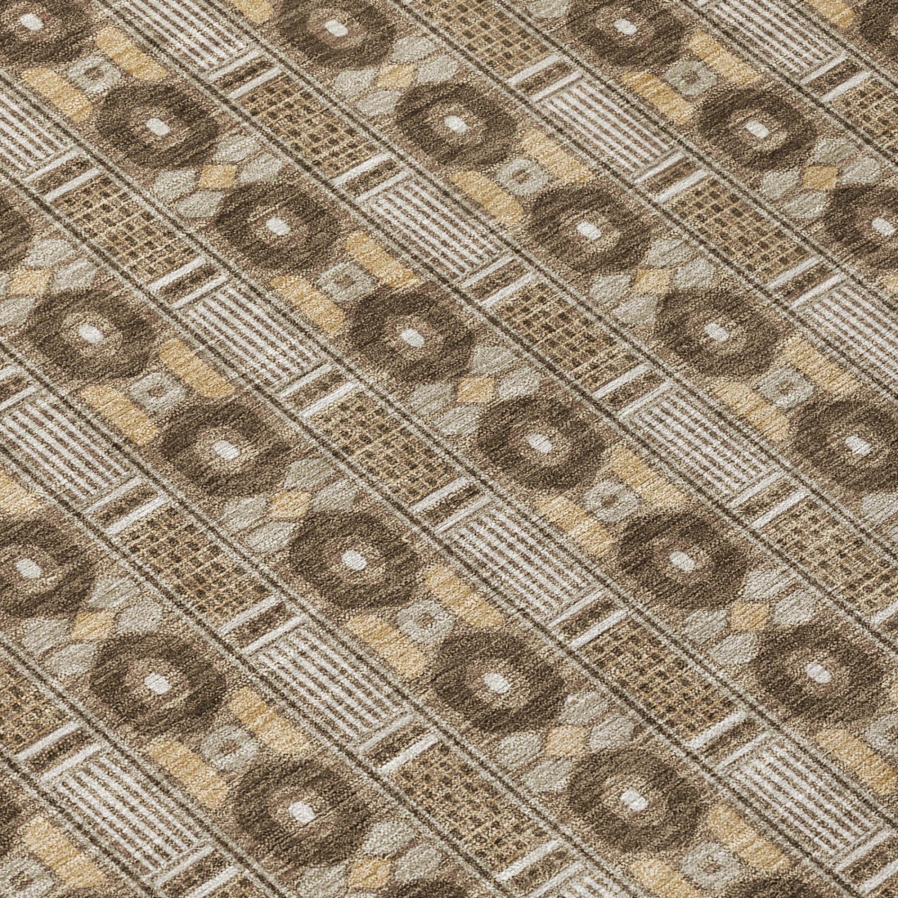 8' Chocolate And Brown Round Striped Washable Indoor Outdoor Area Rug Homeroots Outdoor