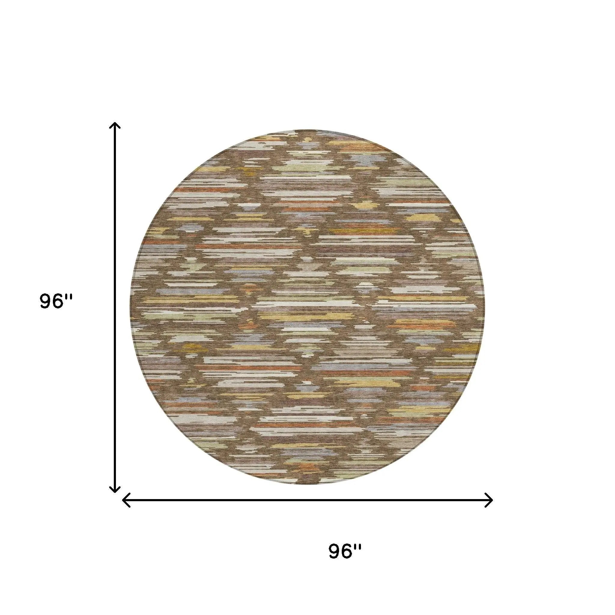 8' Chocolate And Gray Round Southwestern Washable Indoor Outdoor Area Rug Homeroots Outdoor
