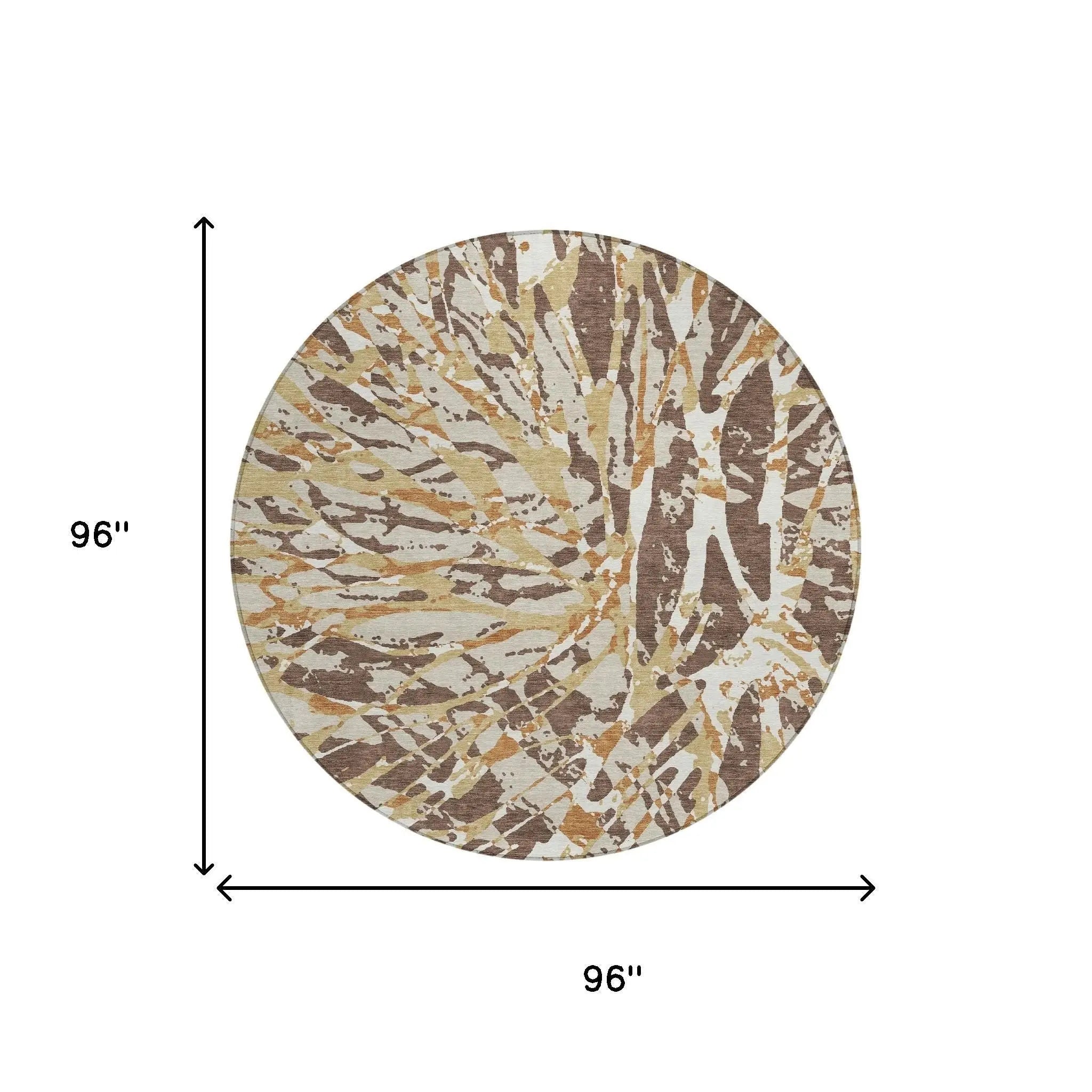 8' Chocolate And Ivory Round Abstract Washable Indoor Outdoor Area Rug Homeroots Outdoor