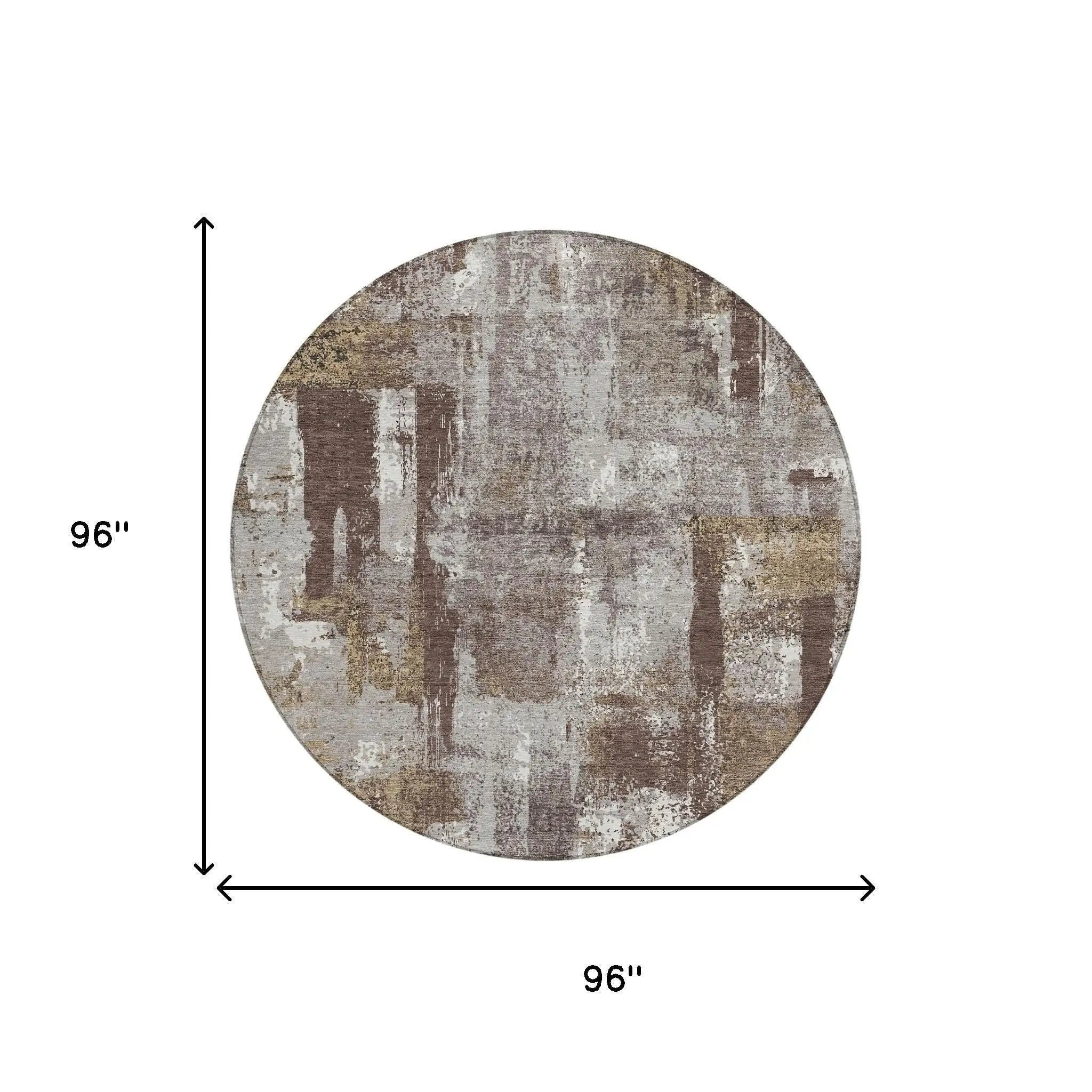 8' Chocolate And Ivory Round Abstract Washable Indoor Outdoor Area Rug Homeroots Outdoor