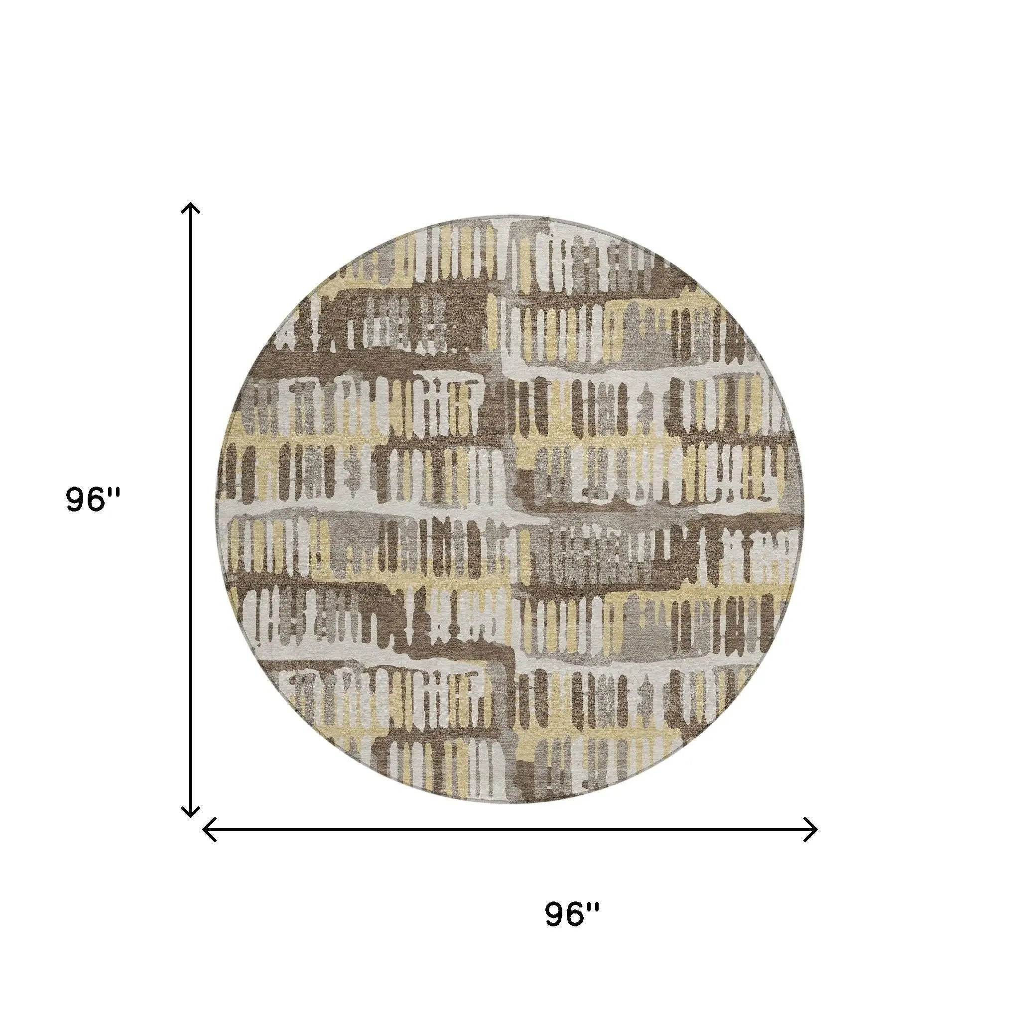 8' Chocolate And Ivory Round Abstract Washable Indoor Outdoor Area Rug Homeroots Outdoor