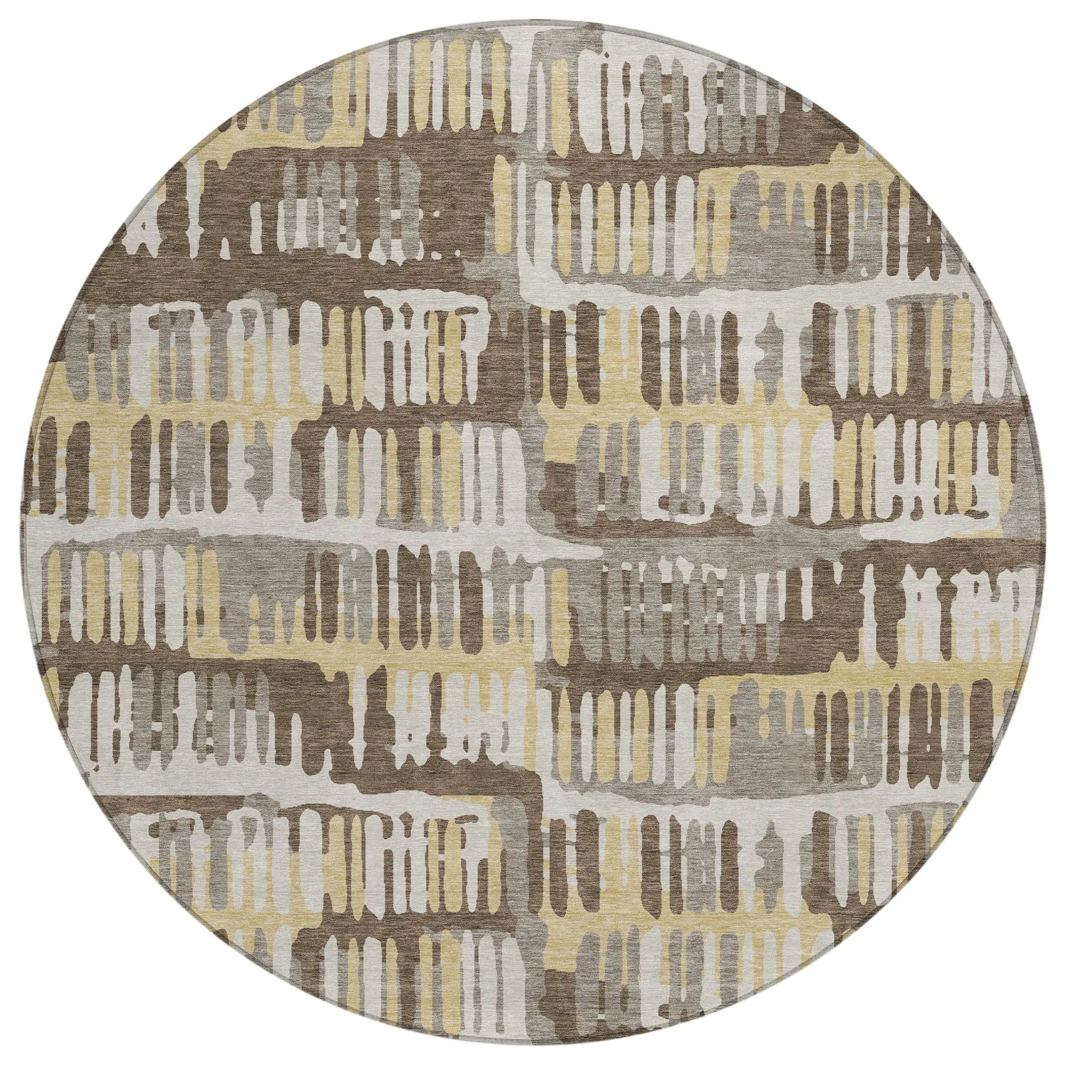 8' Chocolate And Ivory Round Abstract Washable Indoor Outdoor Area Rug Homeroots Outdoor