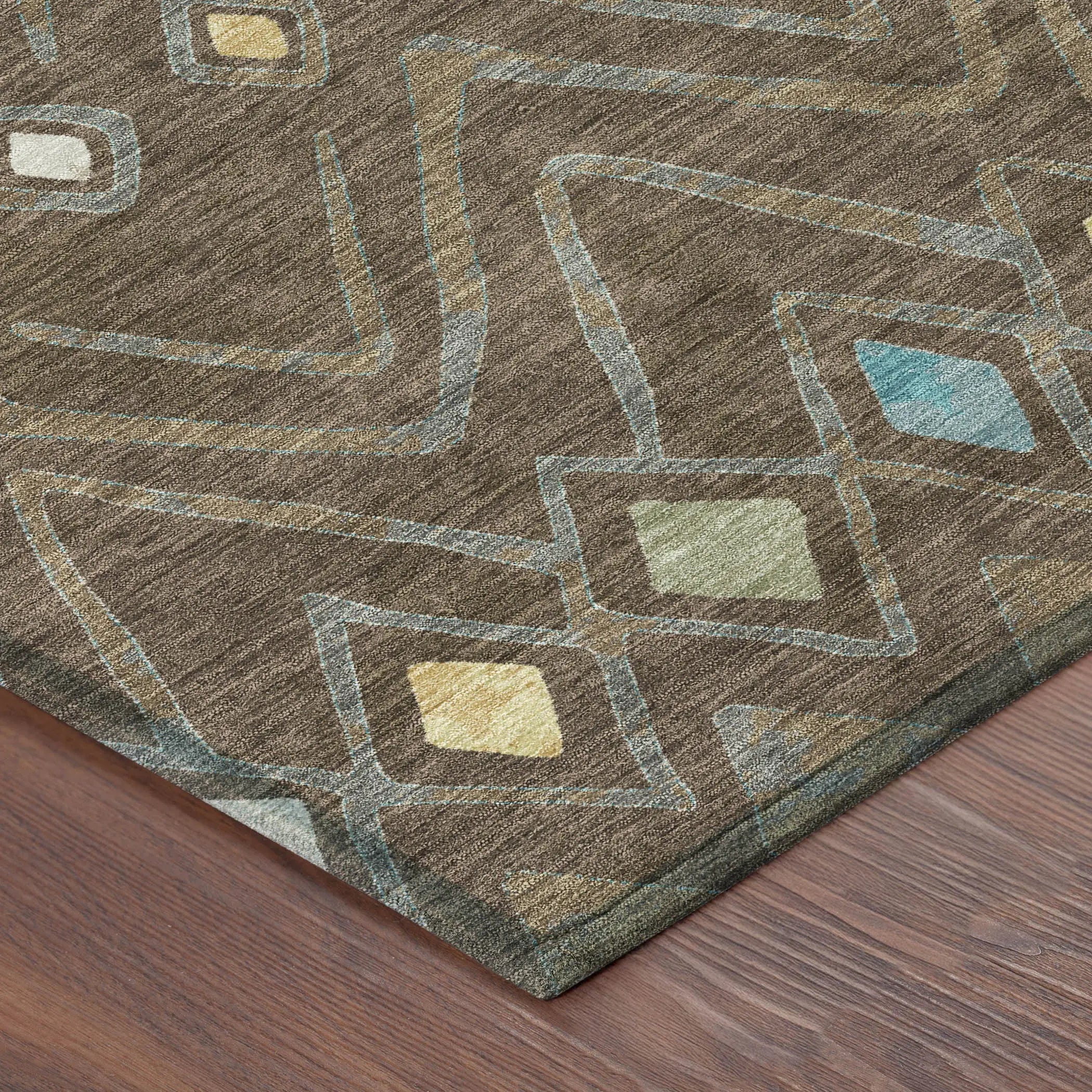 8' Chocolate And Orange Round Geometric Washable Indoor Outdoor Area Rug Homeroots Outdoor