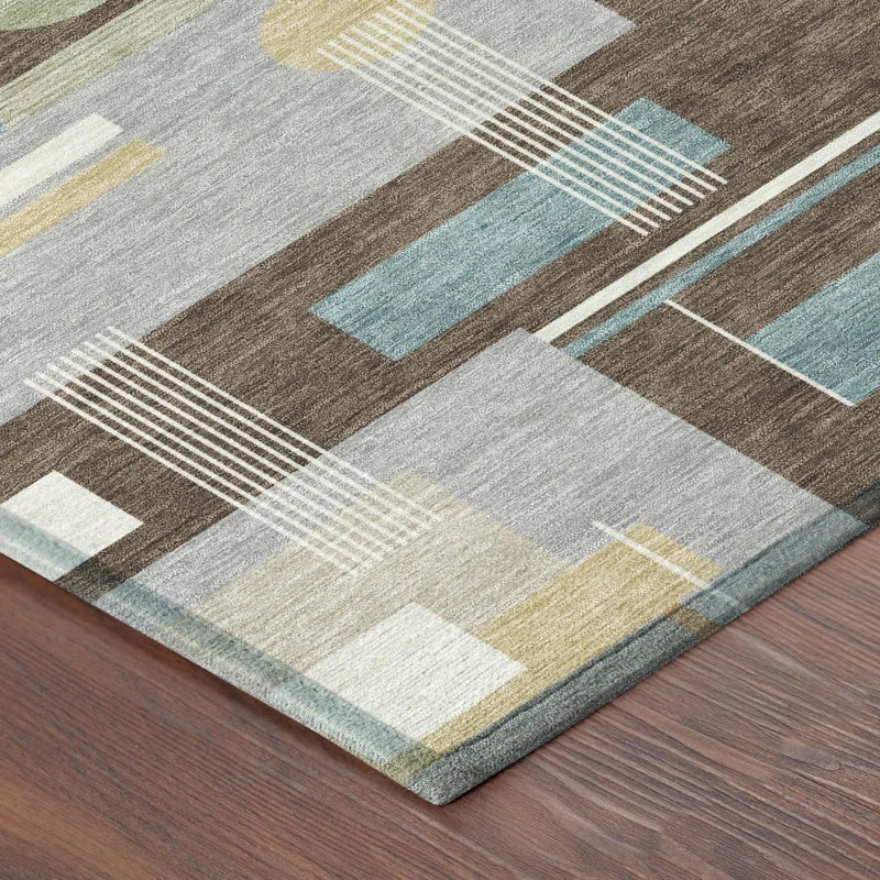 8' Coffee And Brown Round Geometric Washable Indoor Outdoor Area Rug Homeroots Outdoor