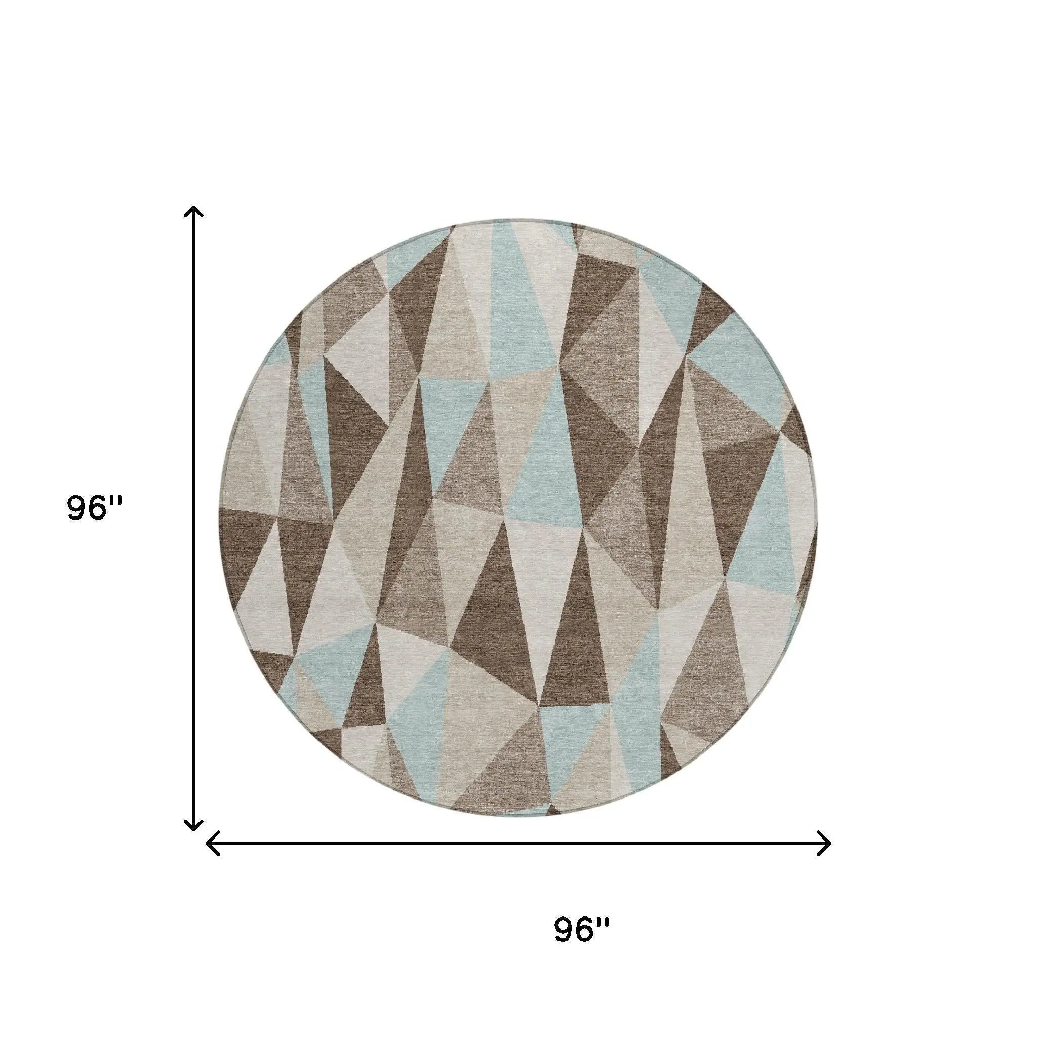 8' Coffee And Brown Round Geometric Washable Indoor Outdoor Area Rug Homeroots Outdoor