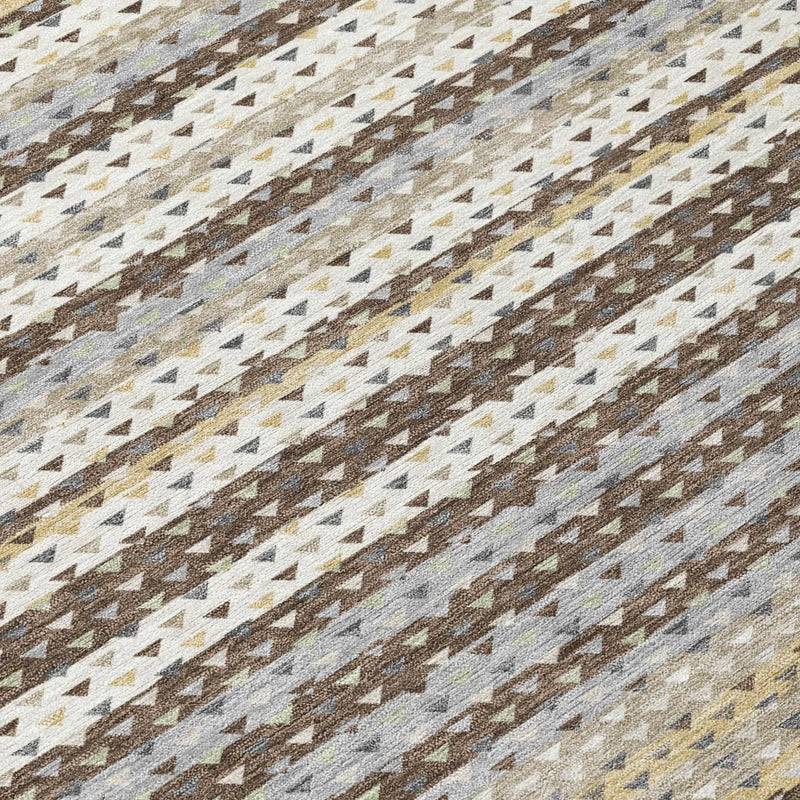 8' Coffee And Brown Round Striped Washable Indoor Outdoor Area Rug Homeroots Outdoor