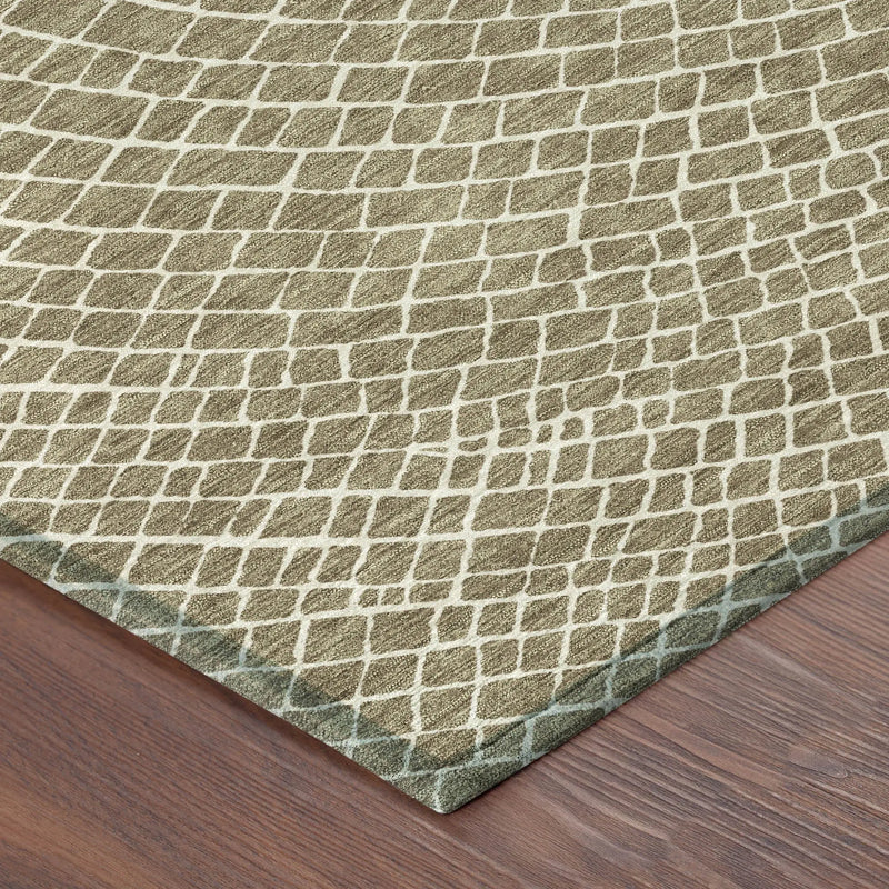 8' Coffee And Ivory Round Geometric Washable Indoor Outdoor Area Rug Homeroots Outdoor