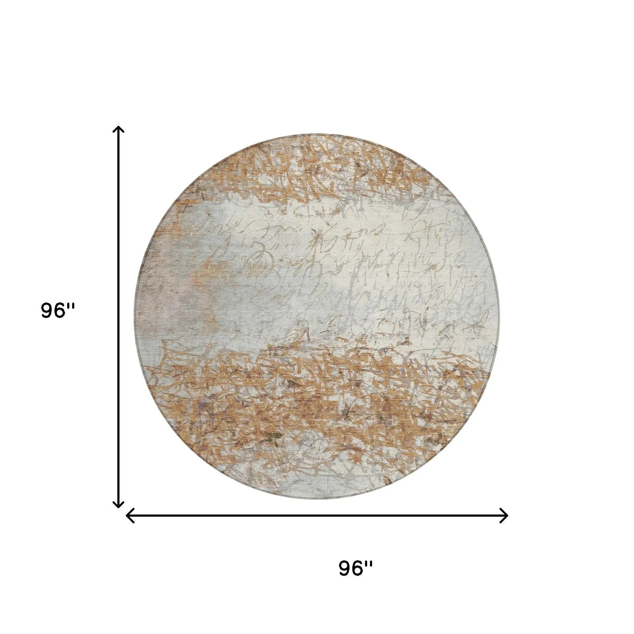 8' Copper And Beige Round Abstract Washable Indoor Outdoor Area Rug Homeroots Outdoor