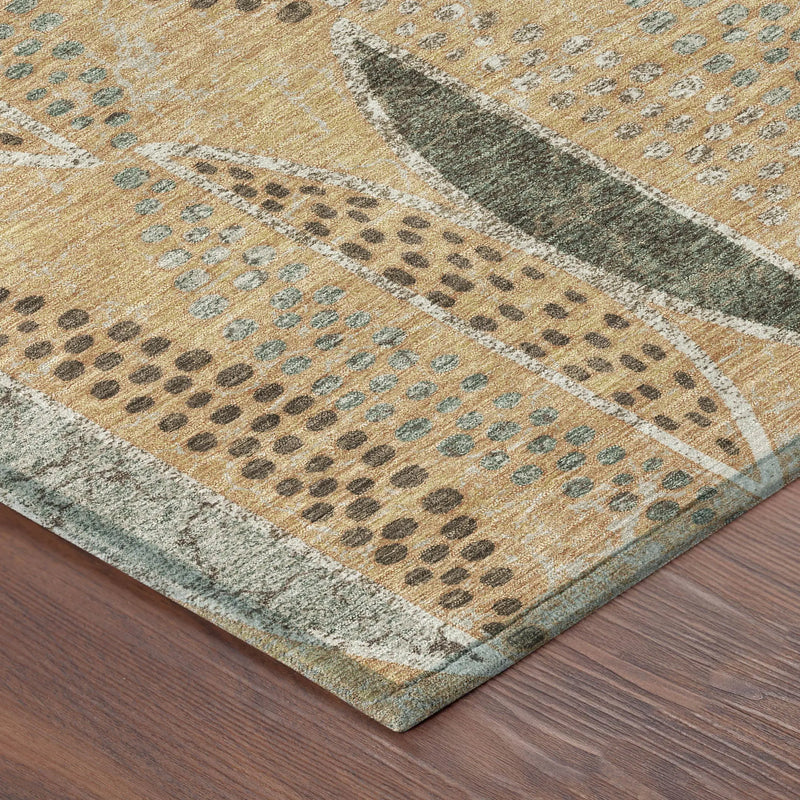 8' Copper And Beige Round Geometric Washable Indoor Outdoor Area Rug Homeroots Outdoor