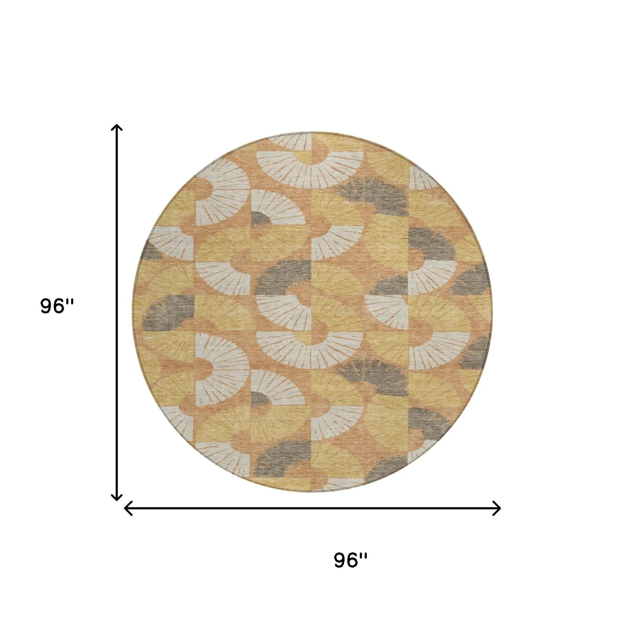 8' Copper And Gold Round Geometric Washable Indoor Outdoor Area Rug Homeroots Outdoor