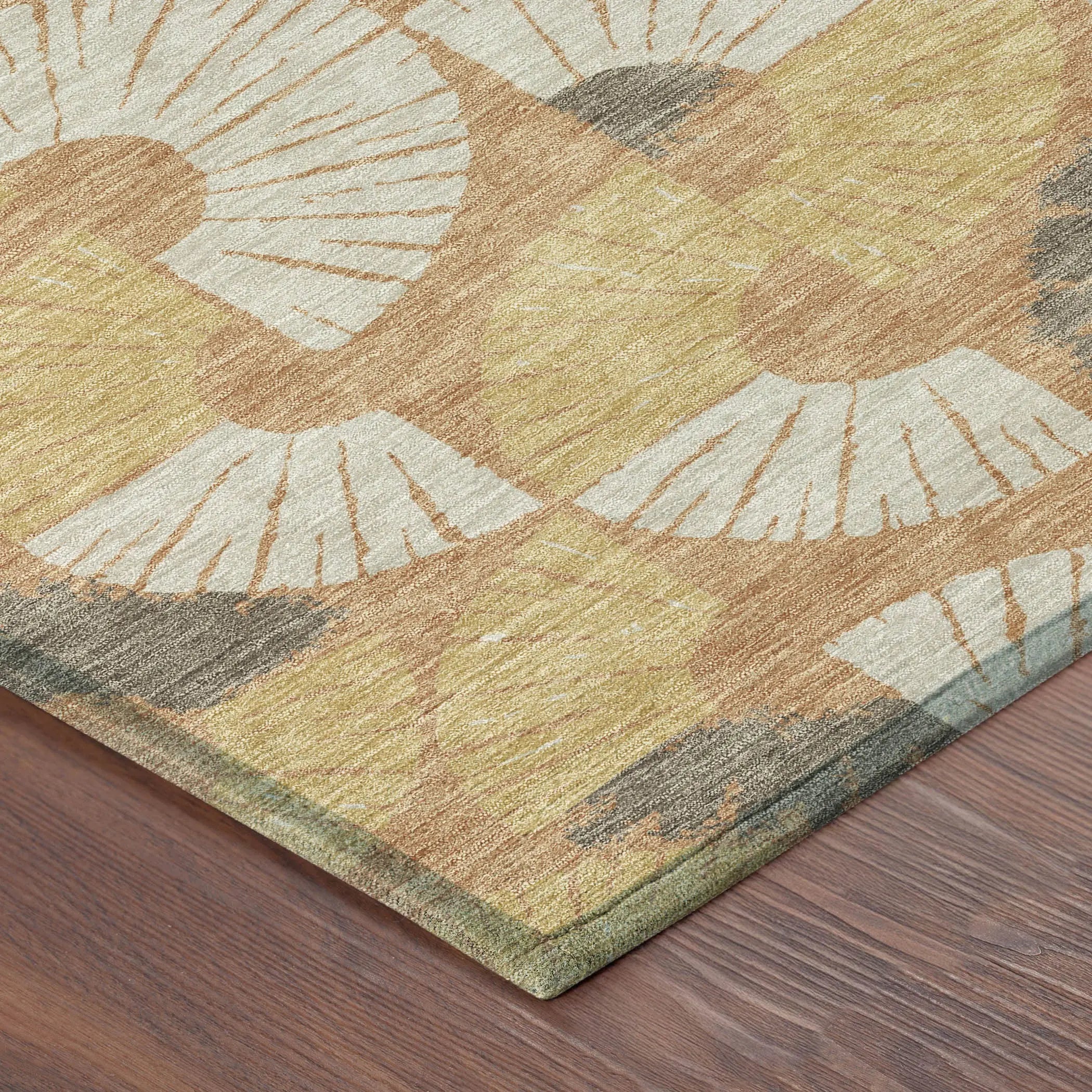 8' Copper And Gold Round Geometric Washable Indoor Outdoor Area Rug Homeroots Outdoor
