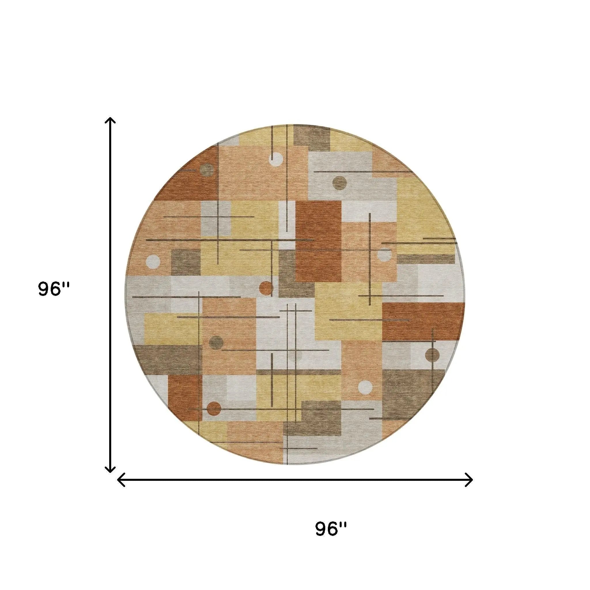 8' Copper And Graphite Round Geometric Washable Indoor Outdoor Area Rug Homeroots Outdoor