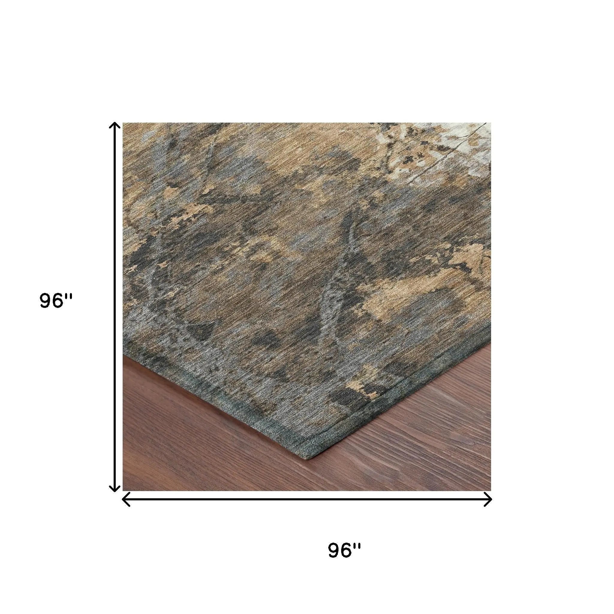 8' Copper And Ivory Round Abstract Washable Indoor Outdoor Area Rug Homeroots Outdoor