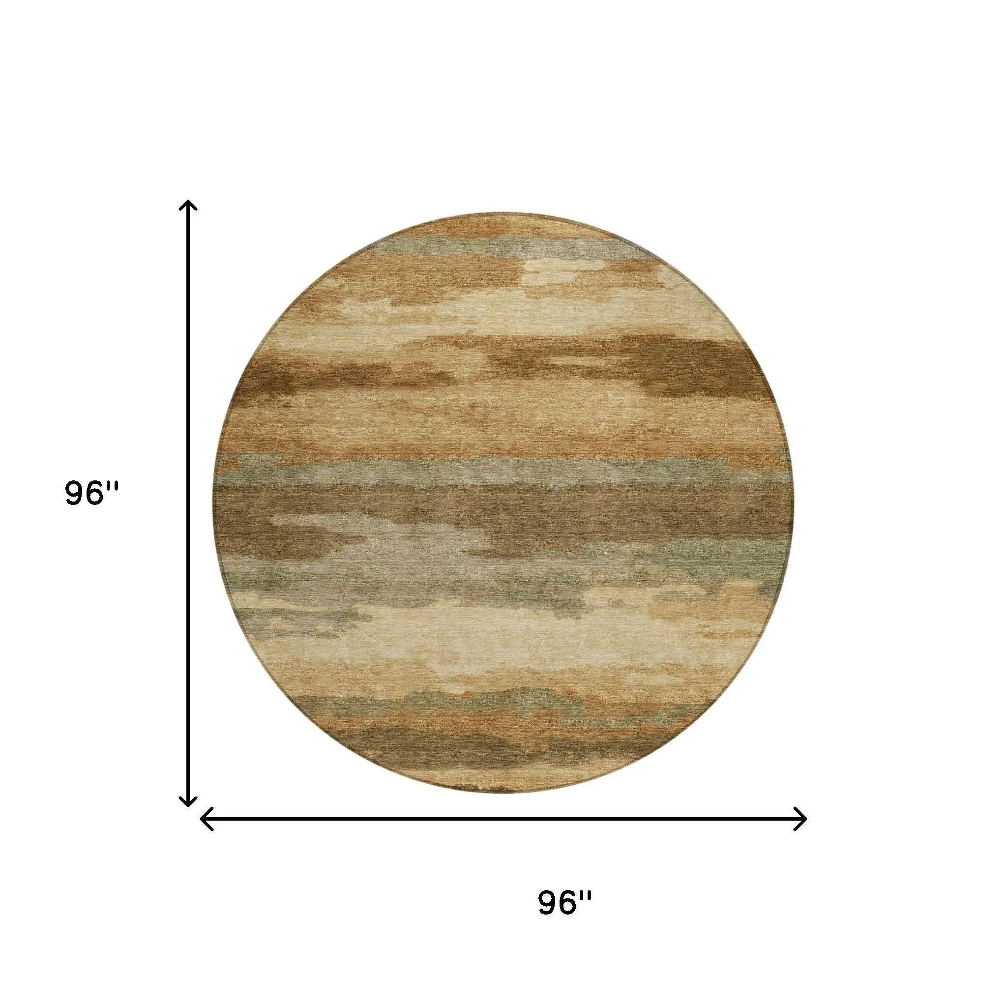 8' Copper And Orange Round Abstract Washable Indoor Outdoor Area Rug Homeroots Outdoor