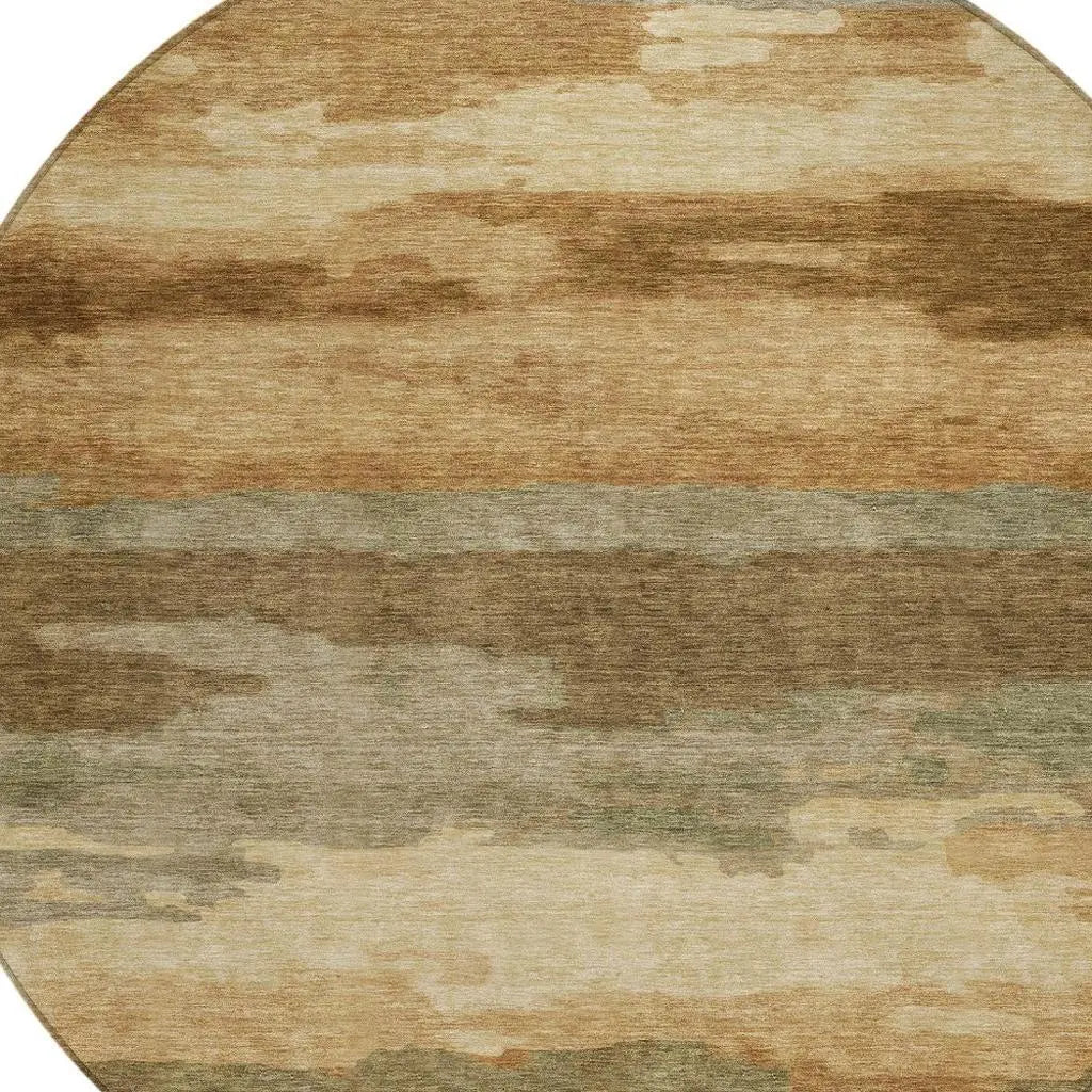 8' Copper And Orange Round Abstract Washable Indoor Outdoor Area Rug Homeroots Outdoor