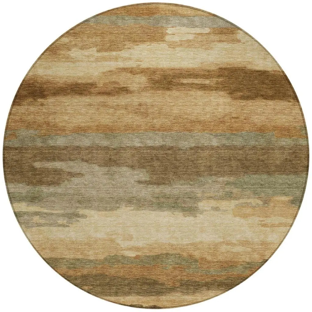 8' Copper And Orange Round Abstract Washable Indoor Outdoor Area Rug Homeroots Outdoor