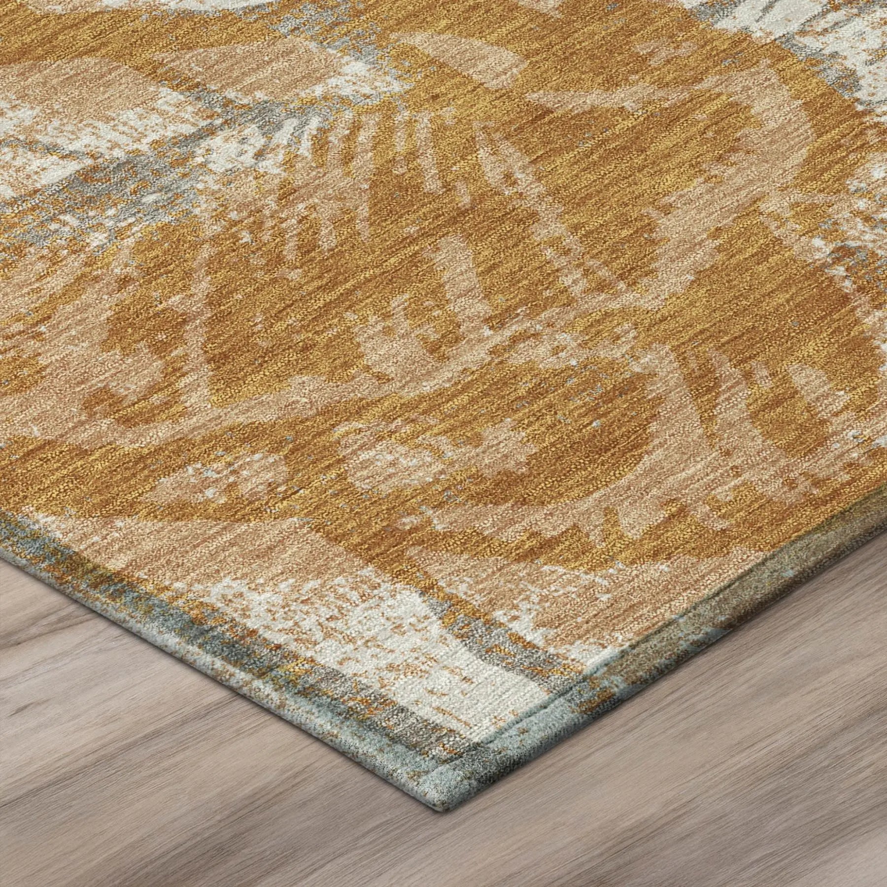8' Copper And Orange Round Floral Washable Indoor Outdoor Area Rug Homeroots Outdoor