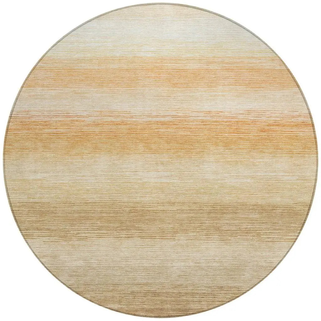 8' Copper And Orange Round Striped Washable Indoor Outdoor Area Rug Homeroots Outdoor