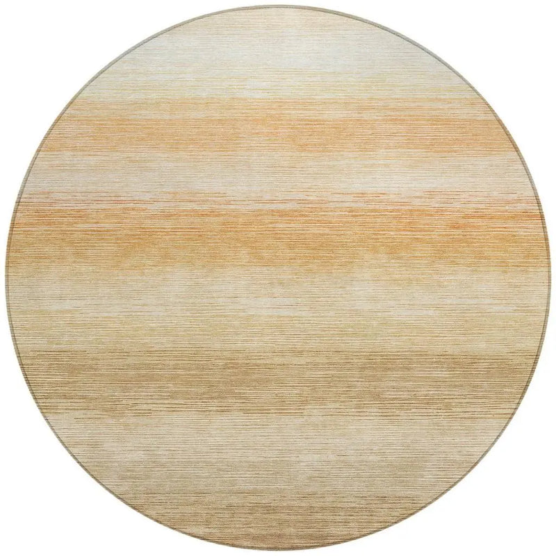 8' Copper And Orange Round Striped Washable Indoor Outdoor Area Rug Homeroots Outdoor