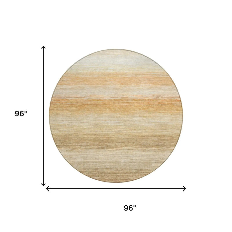 8' Copper And Orange Round Striped Washable Indoor Outdoor Area Rug Homeroots Outdoor